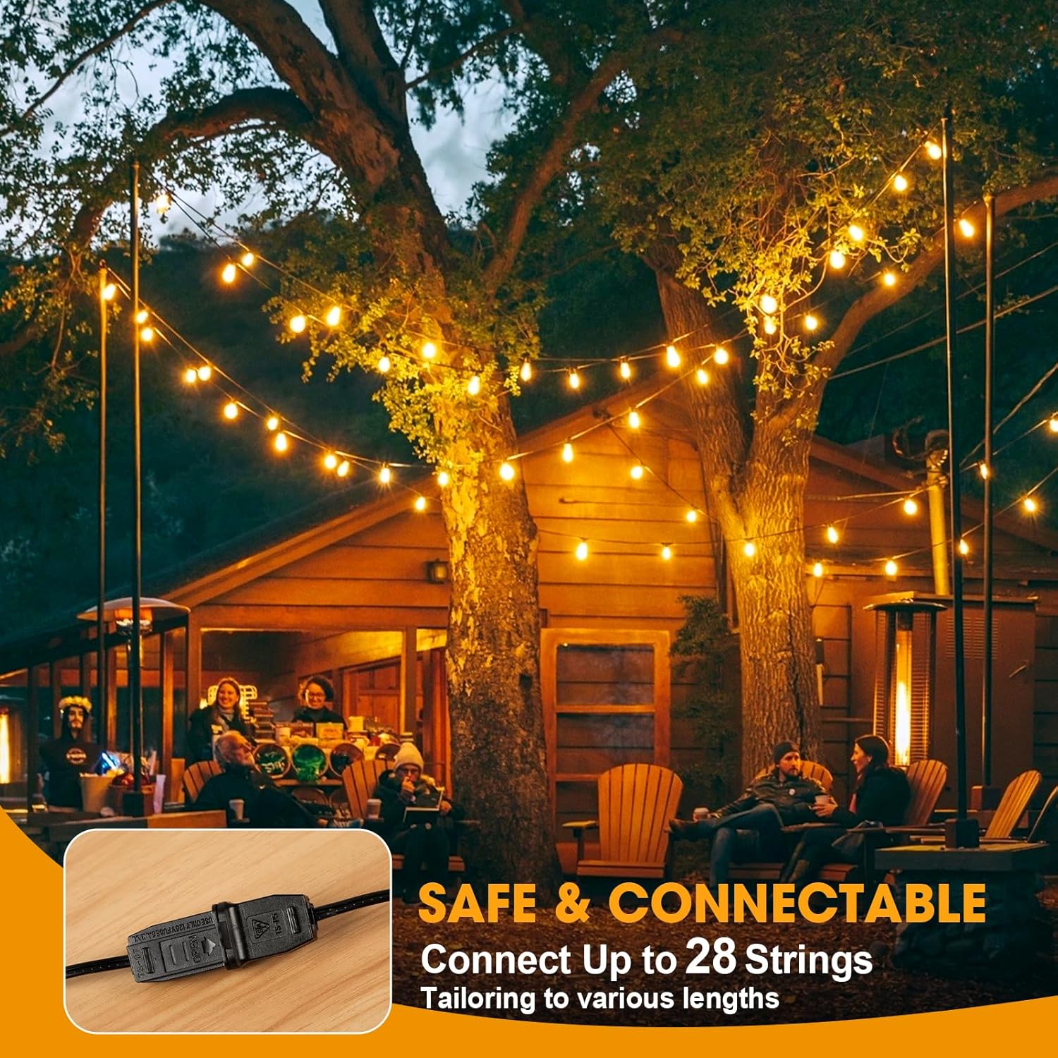 50FT LED Outdoor String Lights with 16 Shatterproof Waterproof S14 Replaceable Bulbs(1 Spare), 2700K Commercial Grade Patio Lights, Outside Hanging Light for Yard Garden Porch Deck Decor - Image 6