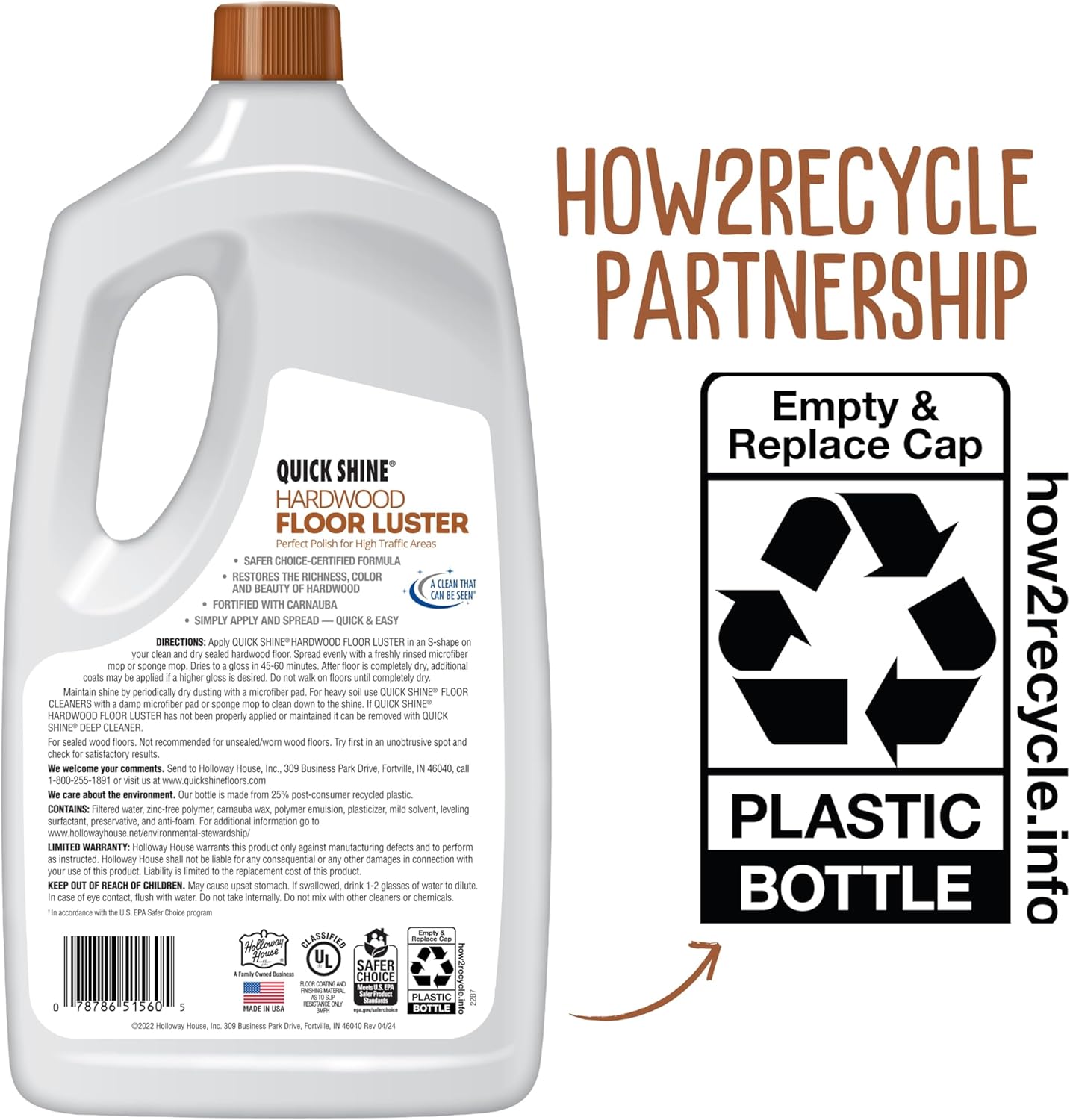 Quick Shine Hardwood Floor Luster-Polish 64oz | Plant-Derived w/Carnauba | Safer Choice, No PFAS, pH Neutral | Ready to Use Formula w/Anti-Slip Technology | Simply Squirt & Spread | Made in USA - Image 20