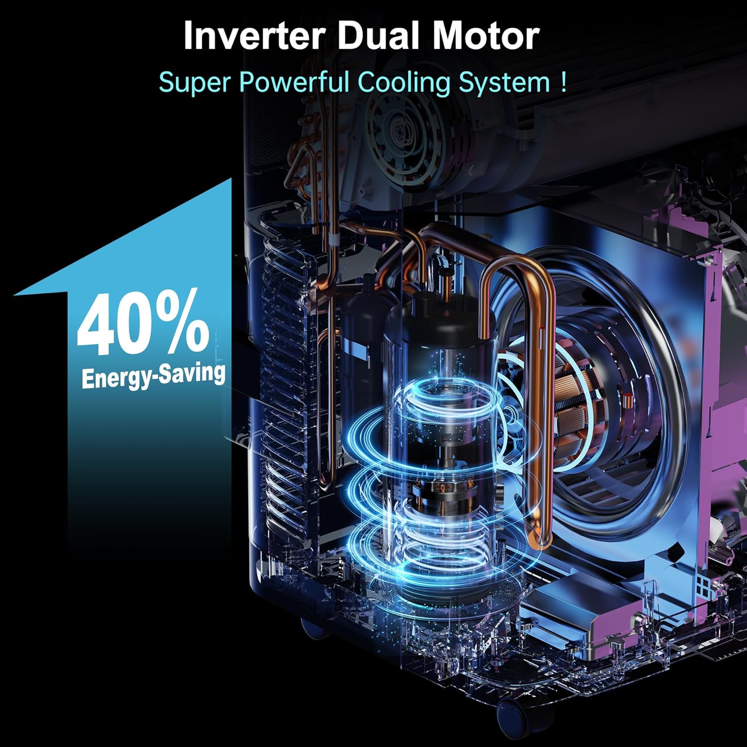 Inverter 16000BTU Portable Air Conditioners with Remote, Free Stand Cooling Portable AC Unit for Room up to 800 sq.ft, with Dehumidifier & Fan, Dual Hose, Quiet Sleep Mode(45dB), Windows Kit - Image 2