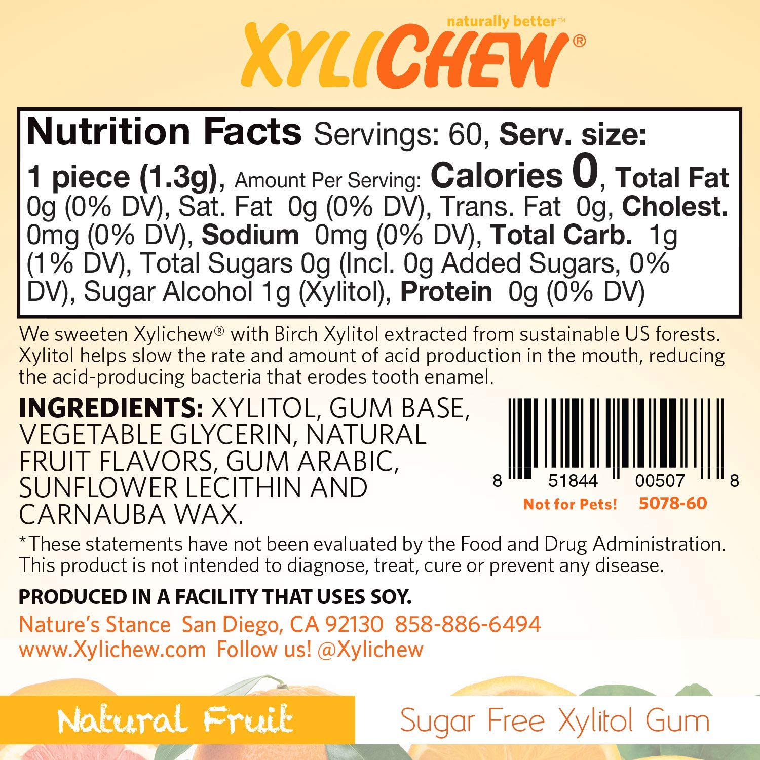 Xylichew Xylitol Gum - Chewing Gum Sugar Free, Aspartame Free, Gluten Free, Keto - Sugarless, Healthy, Natural Oral Care - Relieves Bad Breath and Dry Mouth - Fruit, 60 Count - Image 2