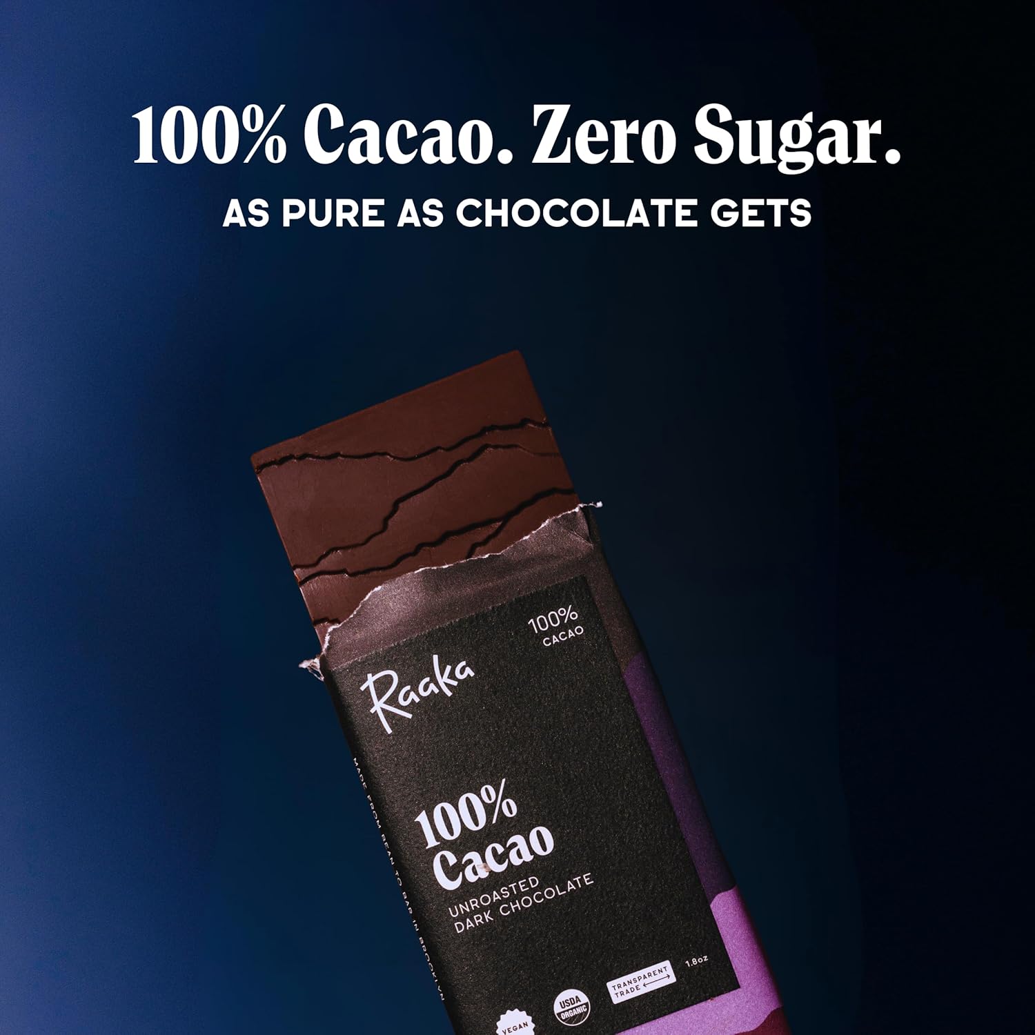Raaka 100% Dark Chocolate Bars - Unsweetened, Bitter, Sugar Free, Pure Cacao - Organic, Vegan, Soy Free, Gluten Free, Kosher, Keto, Nut Free - 1.8oz 100% Chocolate Bars, 3-Pack - Image 4