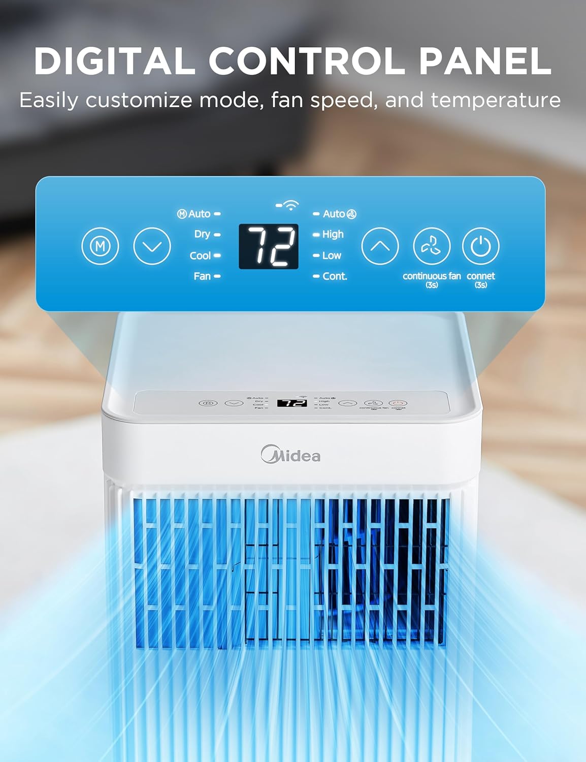 Midea 10,000 BTU ASHRAE (7,100 BTU SACC) Portable Air Conditioner, Smart Control, Cools up to 300 Sq. Ft., with Dehumidifier & Fan mode, Easy- to-use Remote Control & Window Installation Kit Included - Image 4
