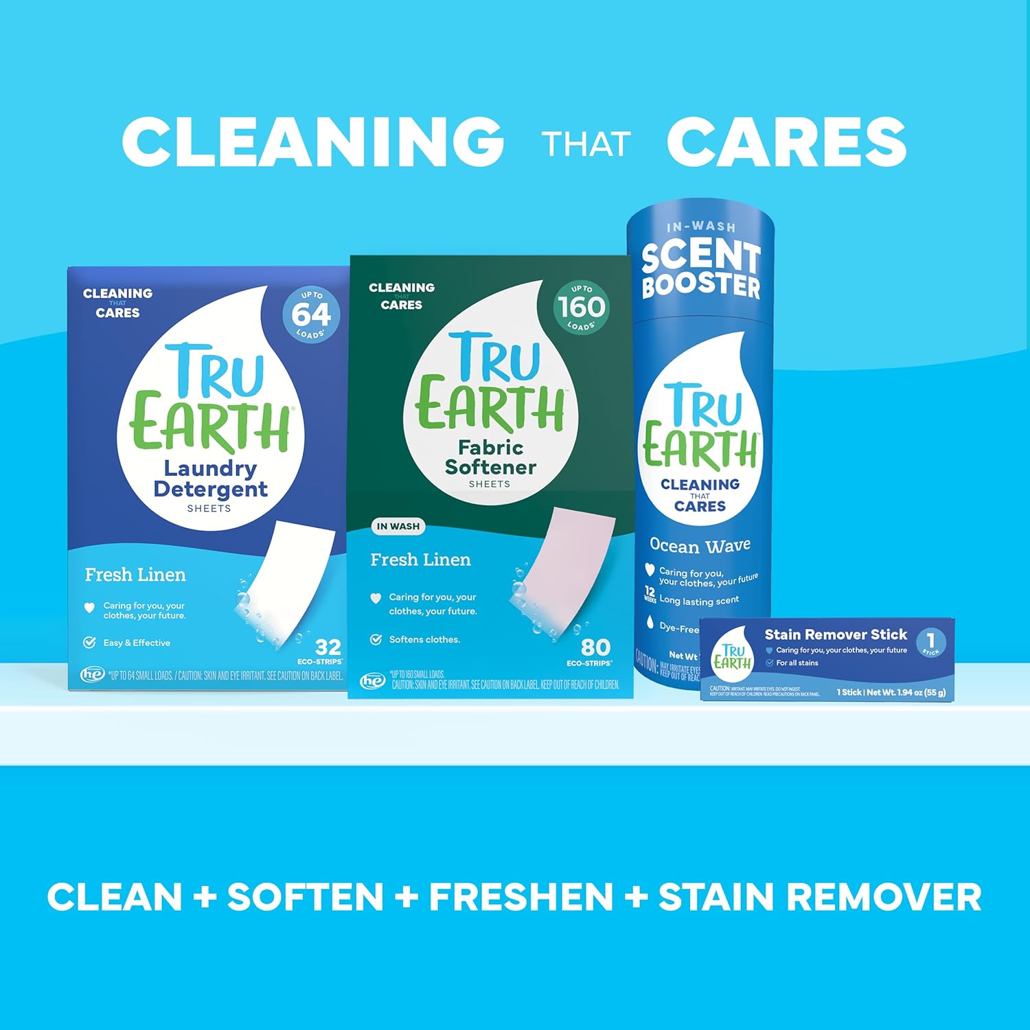 Tru Earth Compact Dry Laundry Detergent - Up to 128 Loads (64 Sheets) - Paraben-Free - Original Eco-Strip Liquidless Detergent, Travel - Fresh Linen | Packaging May Vary - Image 8