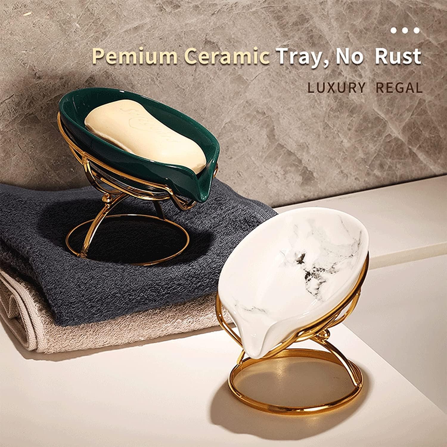 Leaf-Shaped Ceramic Soap Dish with Drain, Holder, Saver, Tray, Bar Soap Holder, Easy Cleaning, for Shower Bathroom Kitchen Sink Bathtub, Pro-Environment White - Image 5