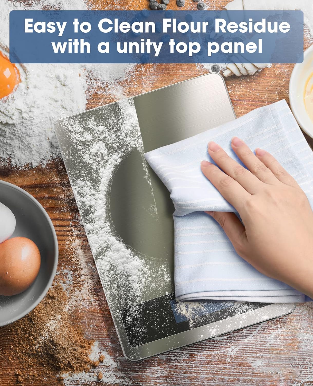 Nicewell Food Scale, 22lb Digital Kitchen Scale Weight Grams and oz for Cooking Baking, 1g/0.1oz Precise Graduation, Stainless Steel and Tempered Glass (Ash Silver) - Image 5