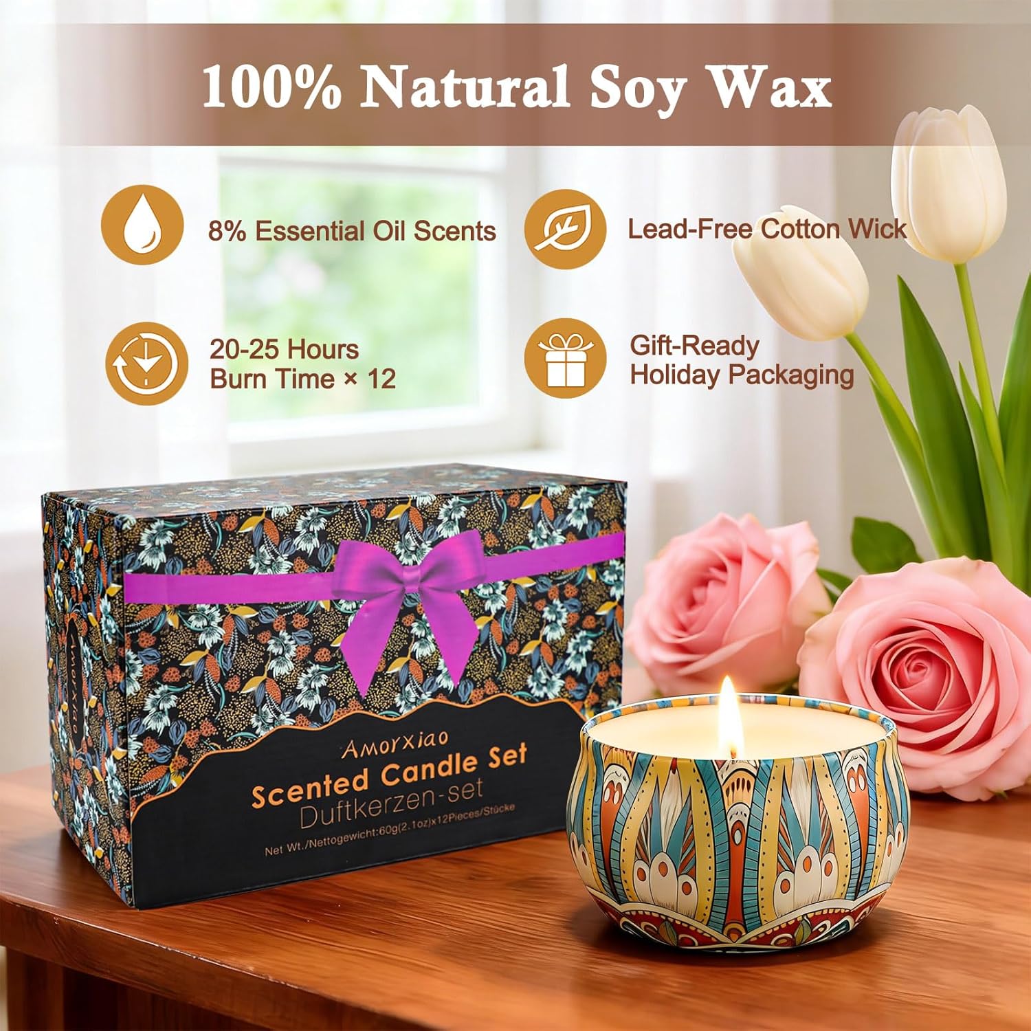 Scented Candles Gift Set,12 Pack Candles for Home Scented, 300 Hour Long-Lasting Soy Wax Aromatherapy Candle Set, Spring Home Refresh & Housewarming Gifts for Women - Image 4