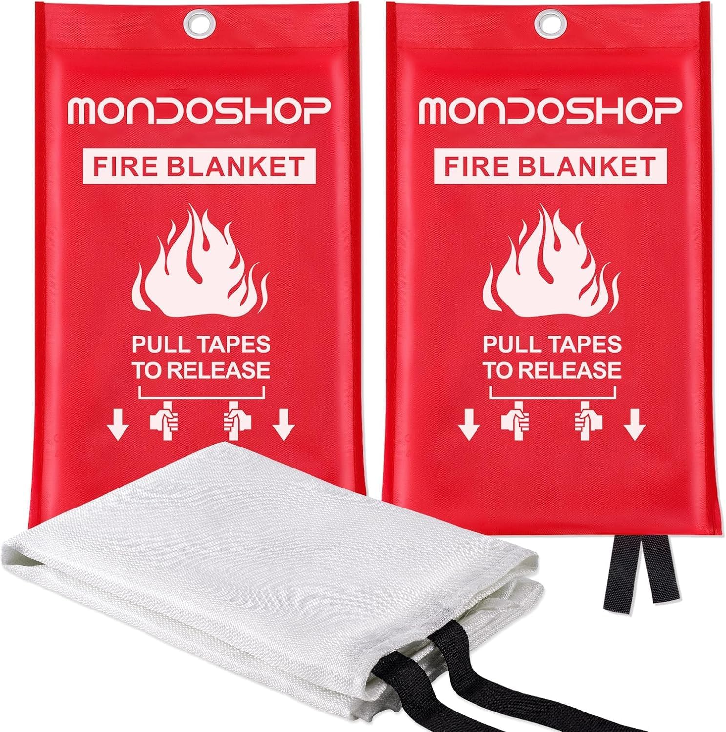 Mondoshop Fire Blankets Emergency for Kitchen Home - Emergency Fire Retardant Blanket for Home Fireproof Blanket for Camping, Grill, Car, Office, Warehouse, School, Picnic, Fireplace