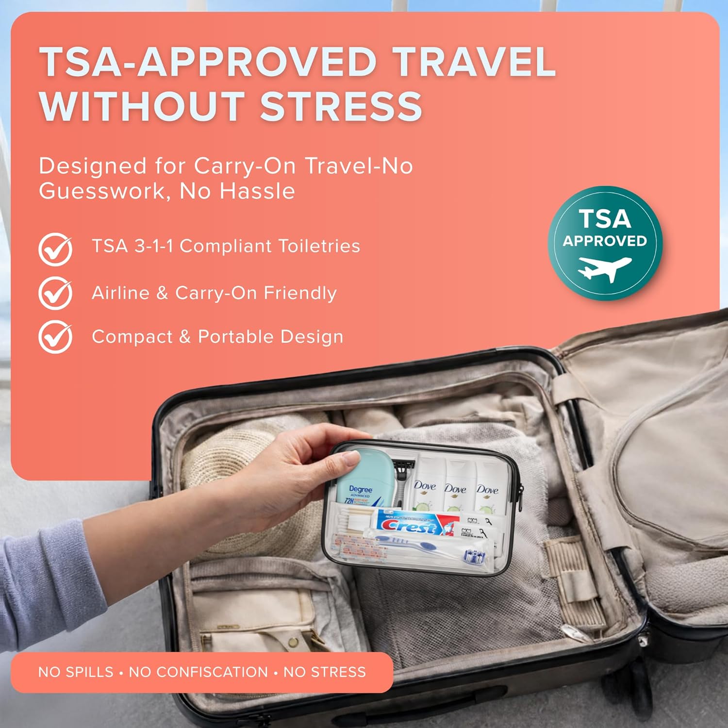 Trektote 12-Piece Women’s Travel Hygiene Kit with Toiletries & Grooming Essentials, TSA-Compliant, Clear Cosmetic Bag, Available in Bulk - Image 6