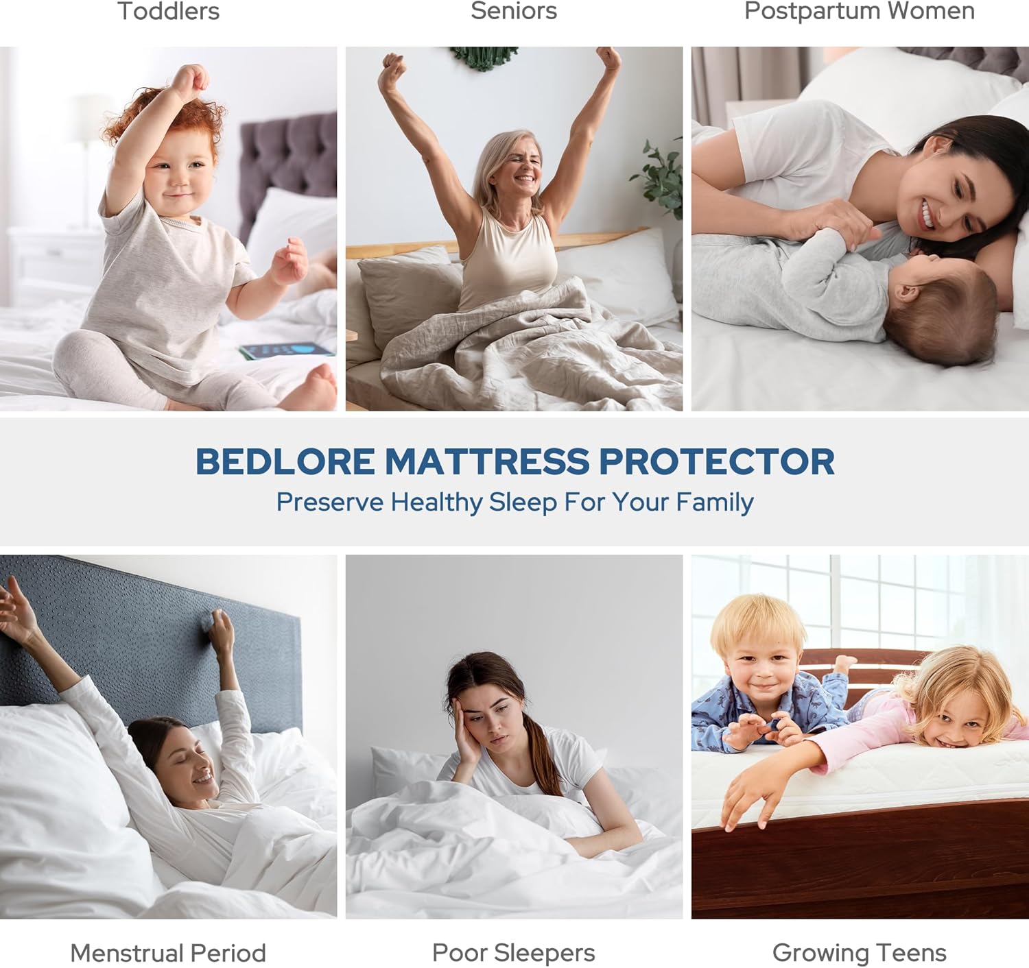 BEDLORE Waterproof Mattress Protector, Queen Size Mattress Pad Noiseless with Deep Pocket 6"-18" Depth, Soft Breathable Dirt-Proof Bed Mattress Cover Washable for Home, Bedroom, Hotel (Gray) - Image 6