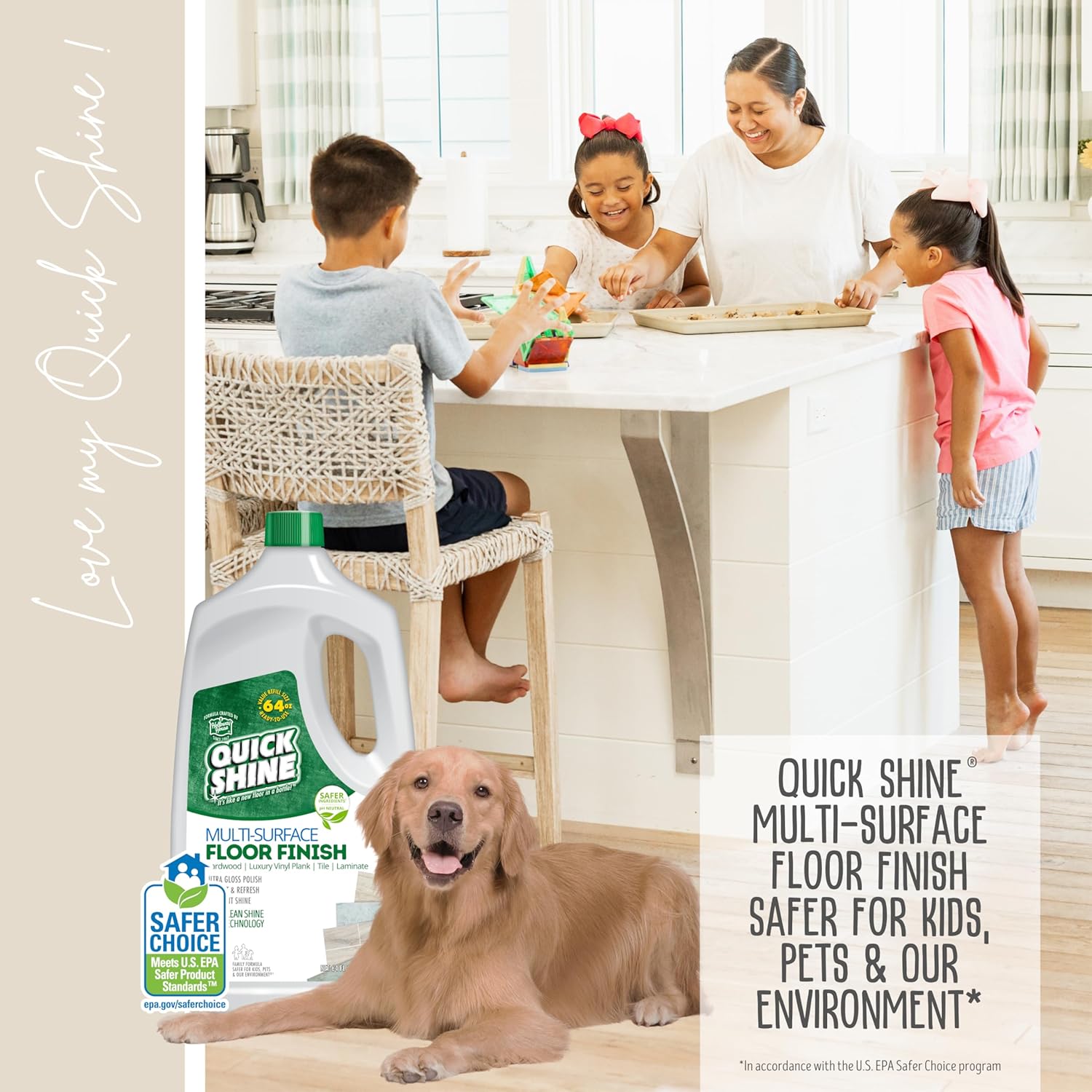 Quick Shine Multi Surface Floor Finish 64oz | Cleaner & Polish to use on Hardwood, Laminate, Luxury Vinyl Plank LVT, Tile & Stone | Safer Choice w/Clean Shine Technology | Shine-Protect-Refresh - Image 11
