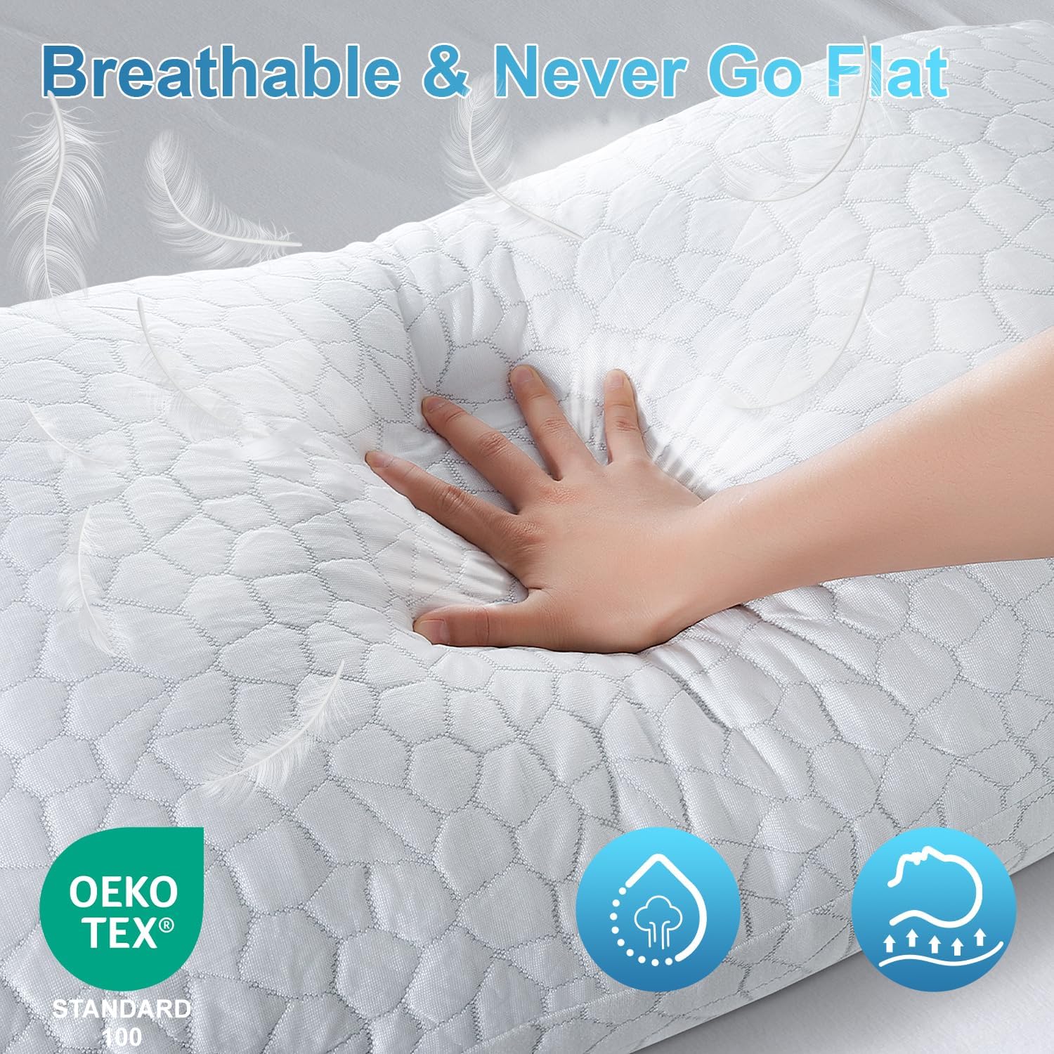QUTOOL Cooling Pillow for Sleeping 2 Pack, Luxury Shredded Memory Foam Bed Queen Pillows Set of 2, Cool Pillow for Hot Sleepers Adjustable Firm Pillow for Side, Back, Stomach Sleepers Soft Yet Support - Image 6