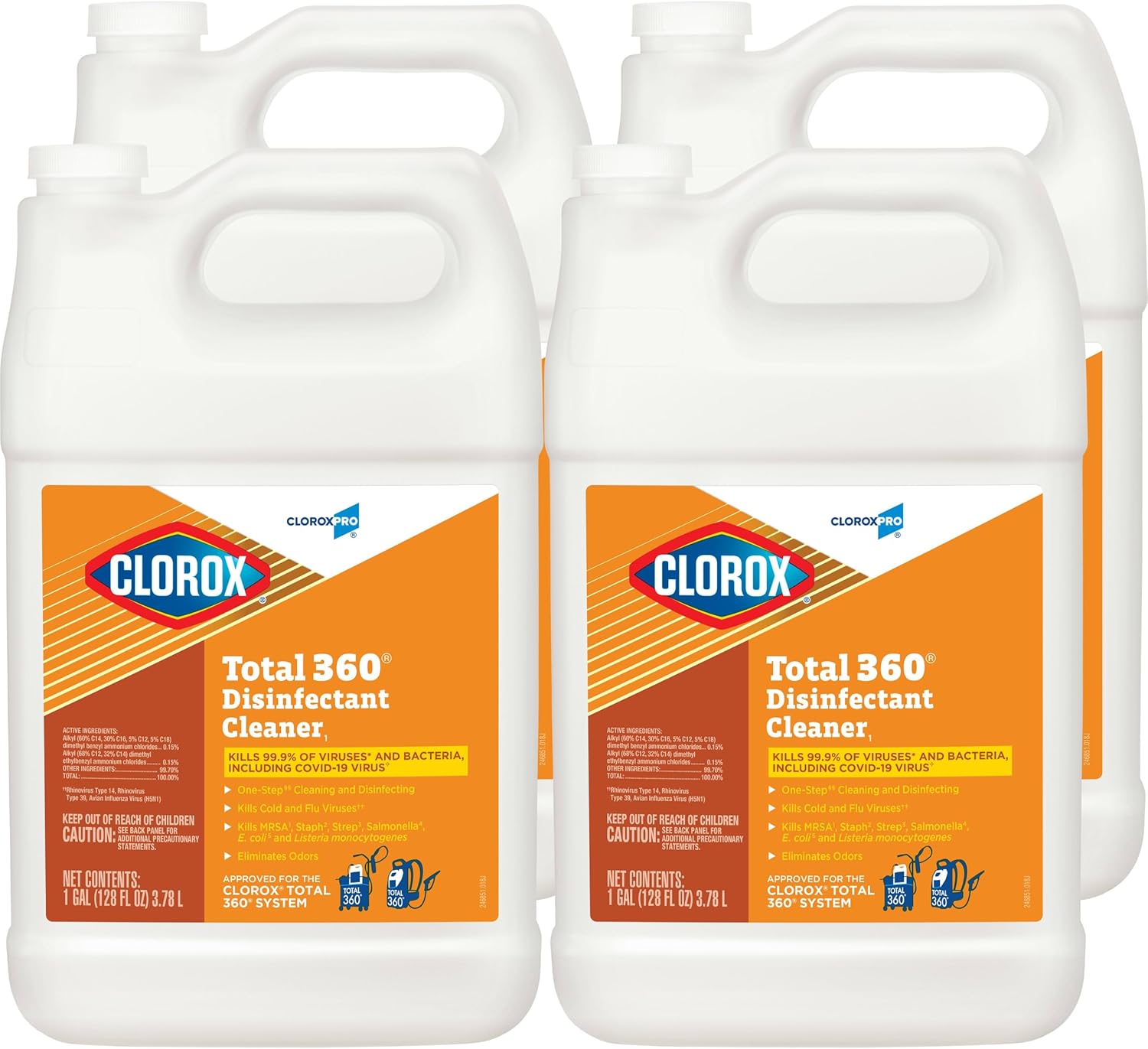 CloroxPro Total 360 Disinfectant Cleaner, Industrial Cleaning and Disinfecting Spray, 128 Ounces Each (4 Pack) - 31650