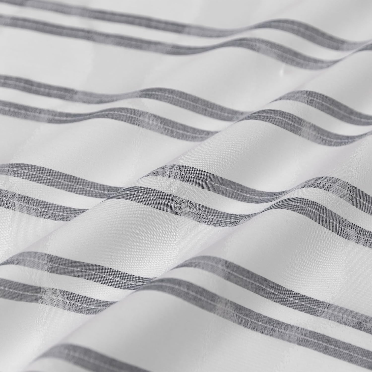 Amazon Basics Geometric Jacquard Fabric Shower Curtain for Bathroom, Lightweight, Waterproof and Washable, 72" W x 72" L, Grey Striped - Image 7