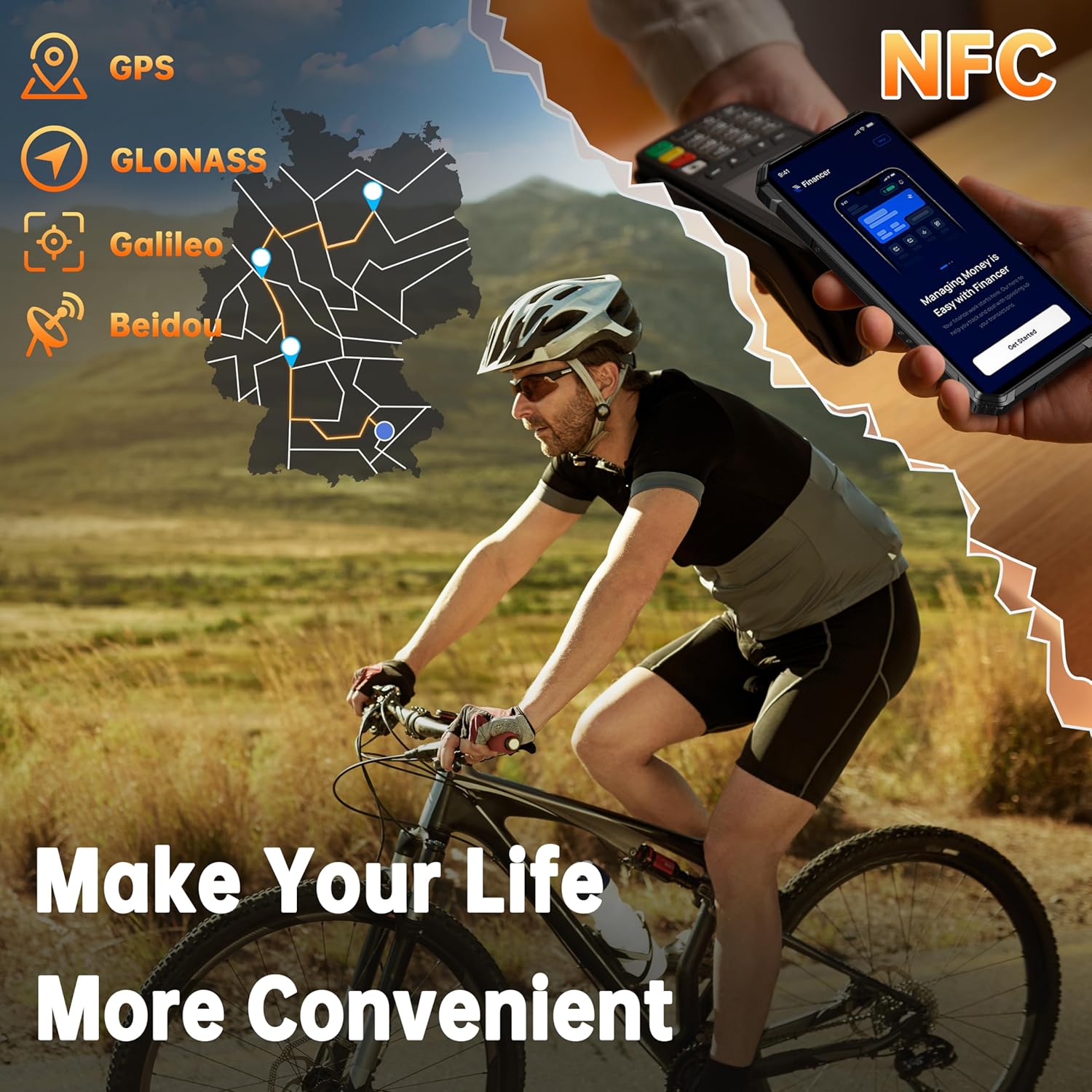 OUKITEL G1 Rugged Smartphone Unlocked - 24+256GB/1TB Android 15 Rugged Cellphones, 6.52” HD Display 48MP Rear Camera 10600mAh Battery IP68/IP69K Waterproof Phone, Dual Sim/NFC/Fingerprint 2025 - Image 9