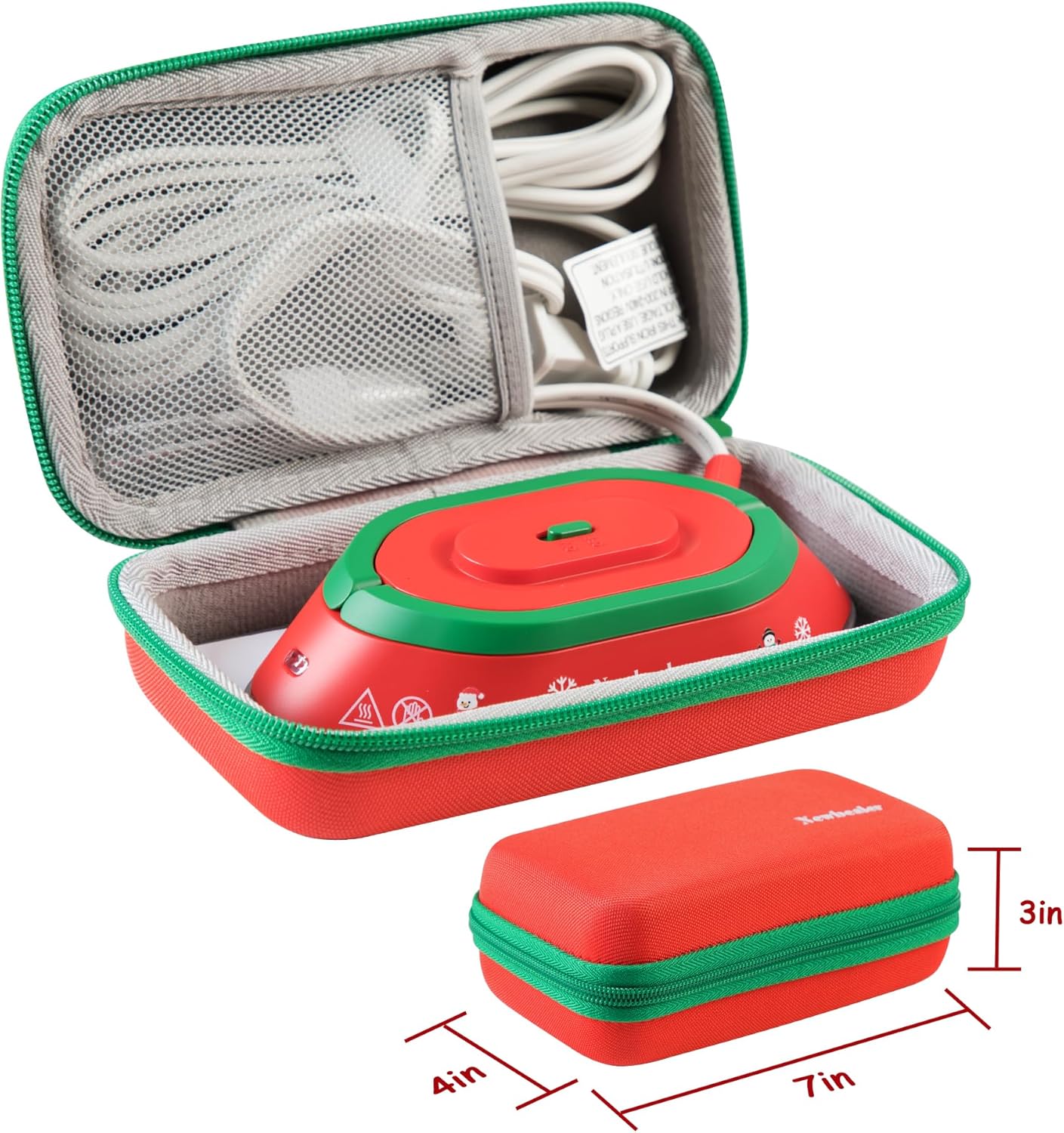 Newbealer Travel Iron, Global Voltage 100-240V, 302℉ Mini Dry Iron for Clothes (No Steam), Max 300W, 60s Heat Up, 0.8lb Lightweight Gift (Classic Red with Hard Case) - Image 2