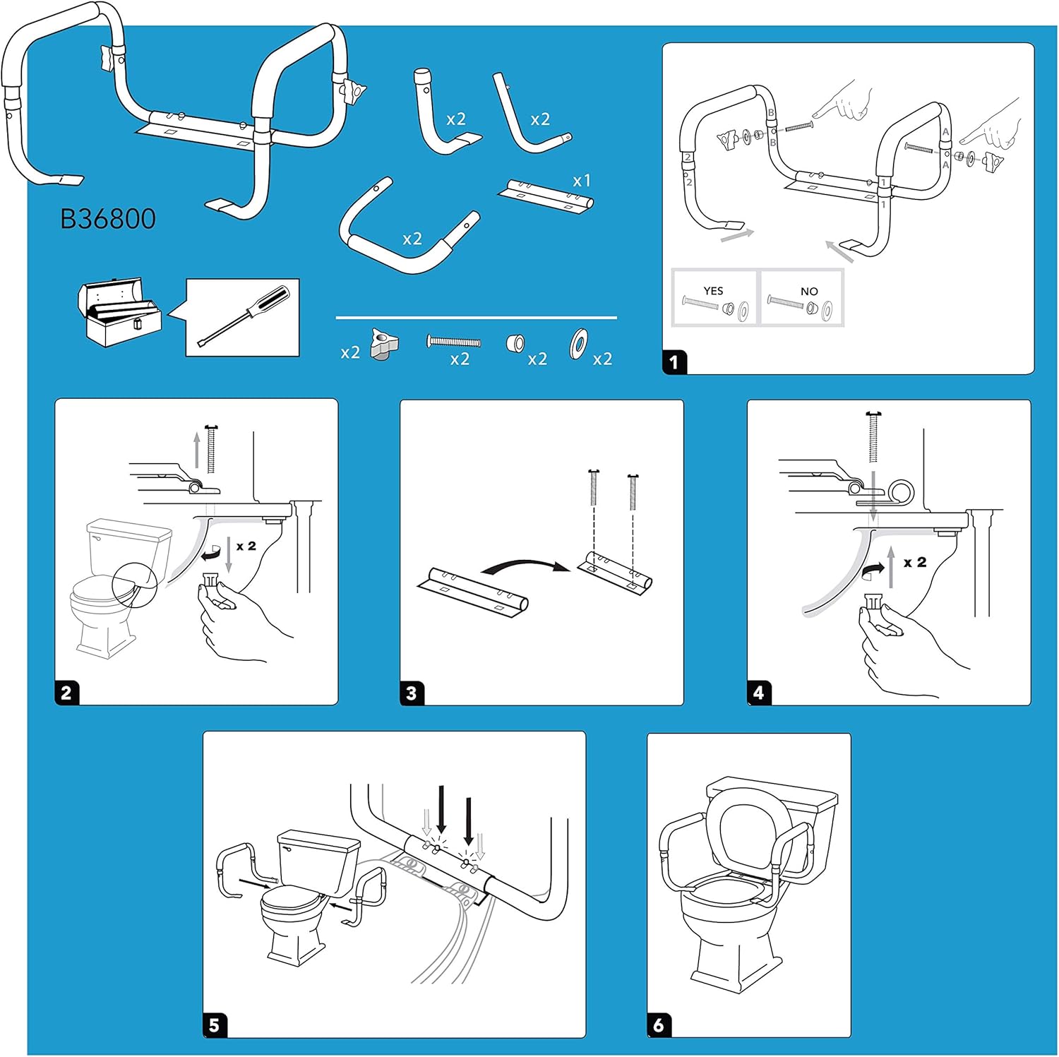 Carex Toilet Safety Frame - Toilet Safety Rails With Adjustable Width - Toilet Rails For Elderly, Handicap, Home Health Care Equipment After Surgery, Supports 300lbs - Image 6