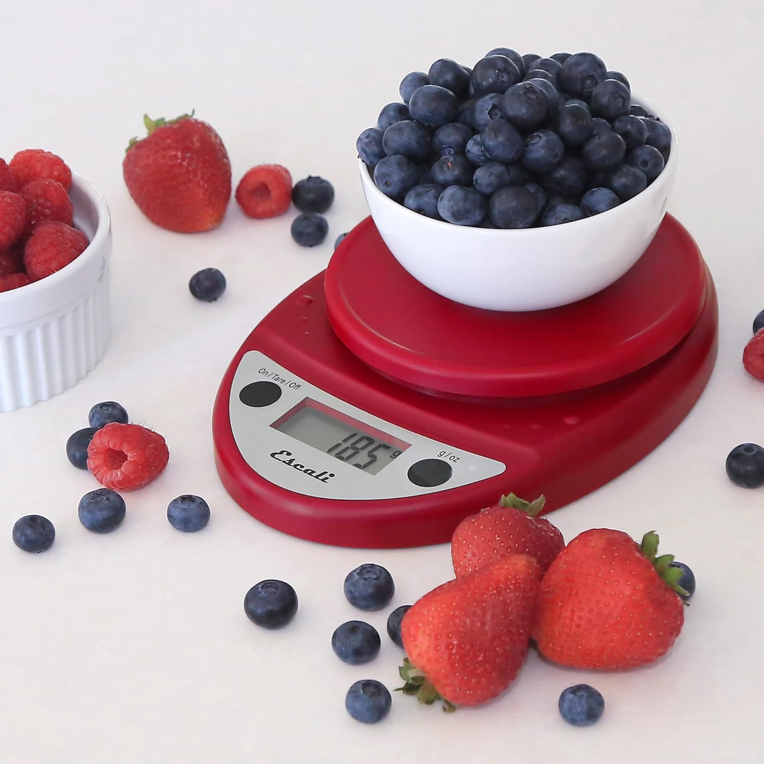 Escali Primo Digital Food Scale Multi-Functional Kitchen Scale and Baking Scale for Precise Weight Measuring and Portion Control, 8.5 x 6 x 1.5 inches, Warm Red - Image 4