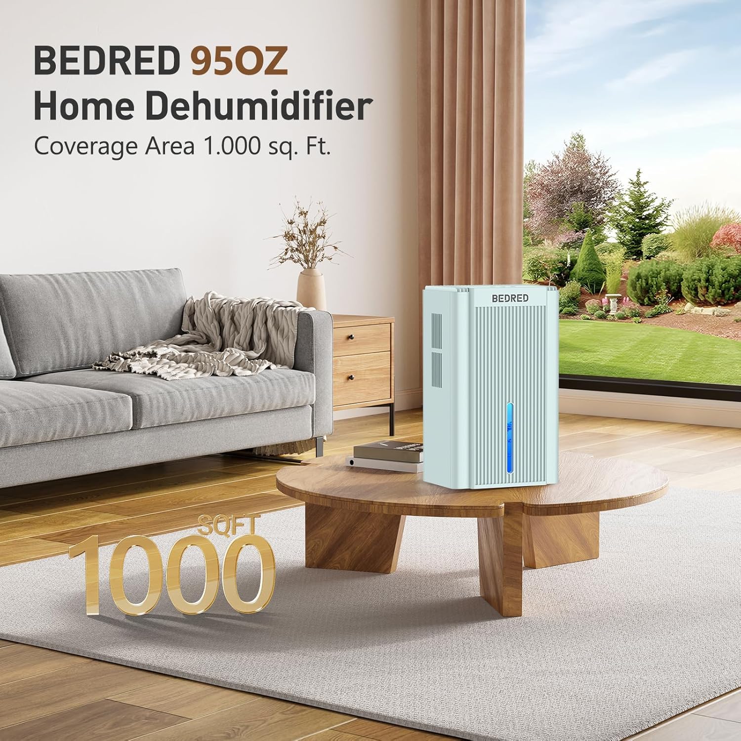 Dehumidifier, 95OZ Dehumidifier for Home 1000 Sq.Ft - Quiet with Auto Shut Off & Relaxing 7 Color Ambient Light,Ideal for Livingroom, Bedroom, Basement(Pale Turquoise) - Image 2