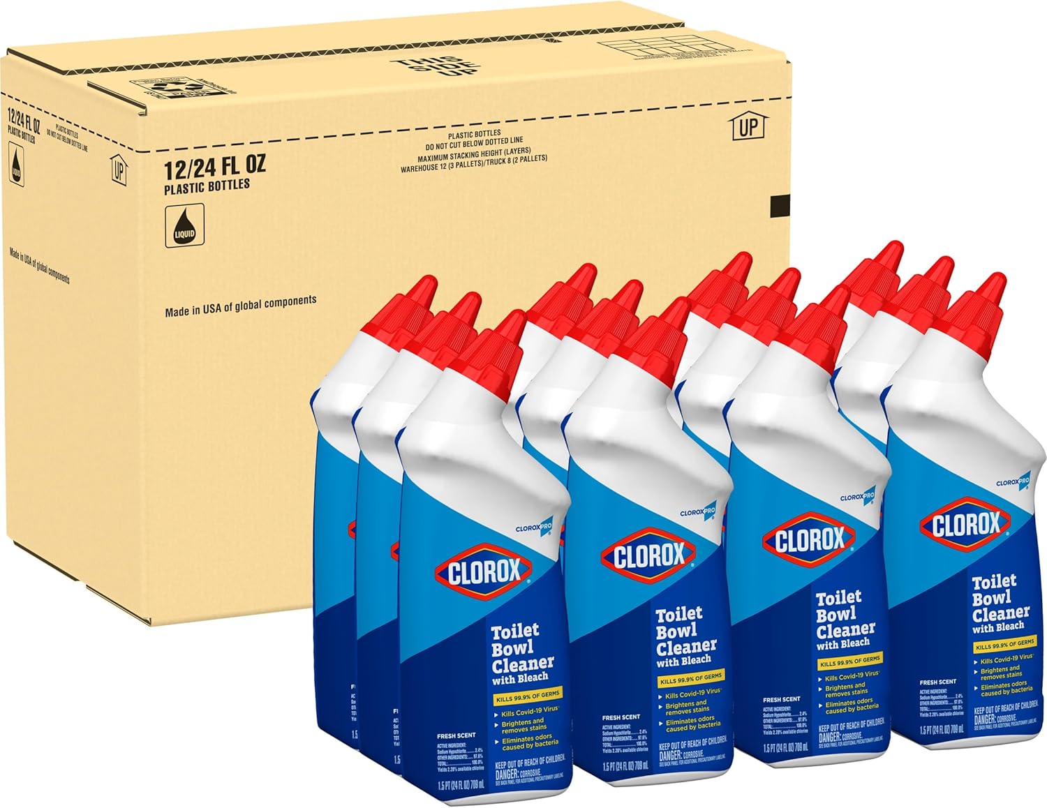 CloroxPro Commercial Solutions, Clorox Manual Toilet Bowl Cleaner with Bleach, Automatic Toilet Cleaner, Fresh Scent, 24 Ounces (Pack of 12) - 00031 - Image 6