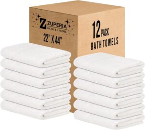 ZUPERIA White Bath Towels Bulk 12 P...