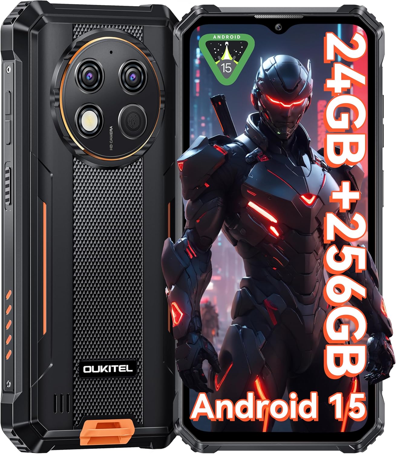 OUKITEL G1 Rugged Smartphone Unlocked - 24+256GB/1TB Android 15 Rugged Cellphones, 6.52” HD Display 48MP Rear Camera 10600mAh Battery IP68/IP69K Waterproof Phone, Dual Sim/NFC/Fingerprint 2025