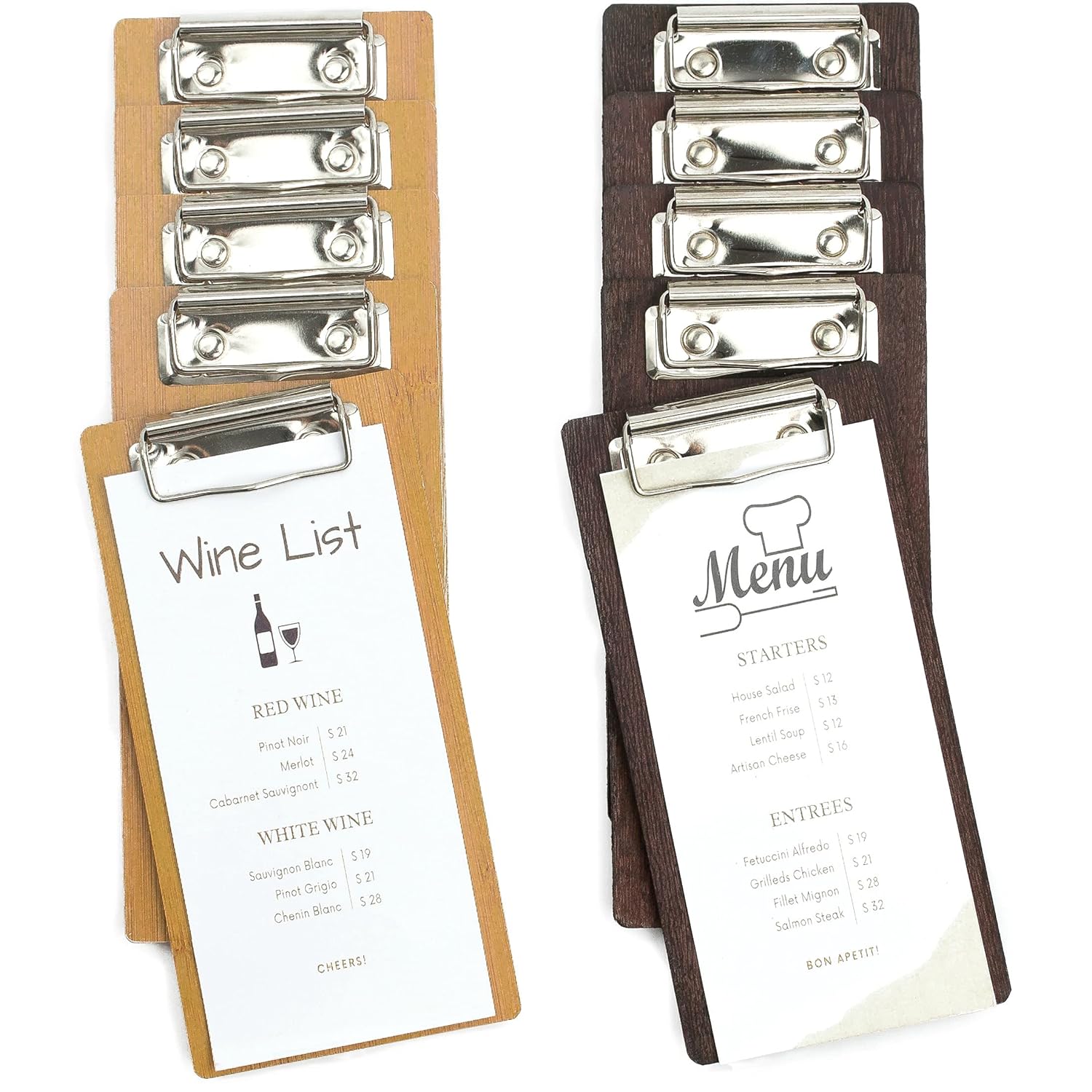 Olbia 10-Pack Wood Check Presenters for Restaurants, Server Book, Menu Holder for Cafes, Wooden Clip Board, Cute Waitress Book Organizer, Server Note Pads, Guest Check Book 8" x 4" (Walnut) - Image 6