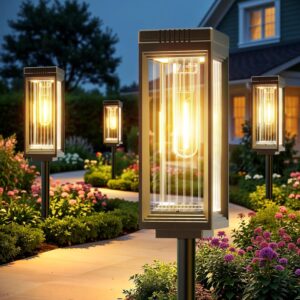 Solar Pathway Lights Outdoor, 8 Pac...