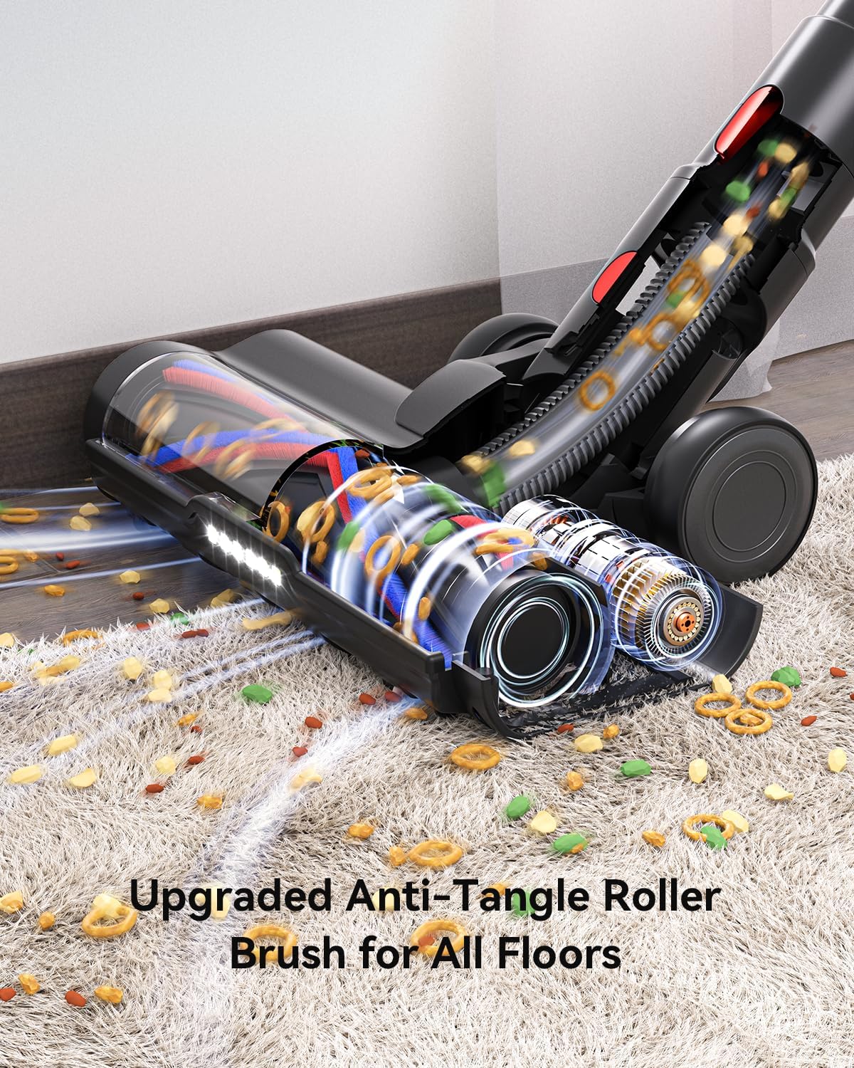 Cordless Vacuum Cleaner, Upgraded 55KPA 650W 70Mins Stick Vacuum with Hurricane Mode, Self-Standing, Touch Screen, 1.8L Dust Cup, Anti-tangle Wireless Vacumm, Vacuum Cleaners for Home/Pet Hair/Carpets - Image 5