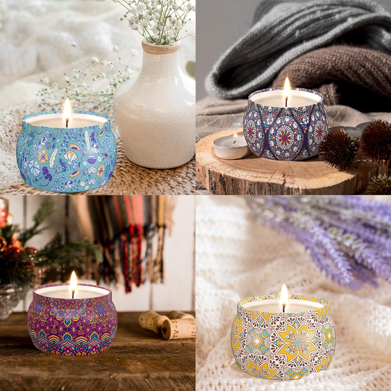 TranquilBliss Scented Candle Set, 4 Pack Soy Wax Candles, 120H Burn Time, Ideal Gifts for Women, Birthday Presents - Image 7