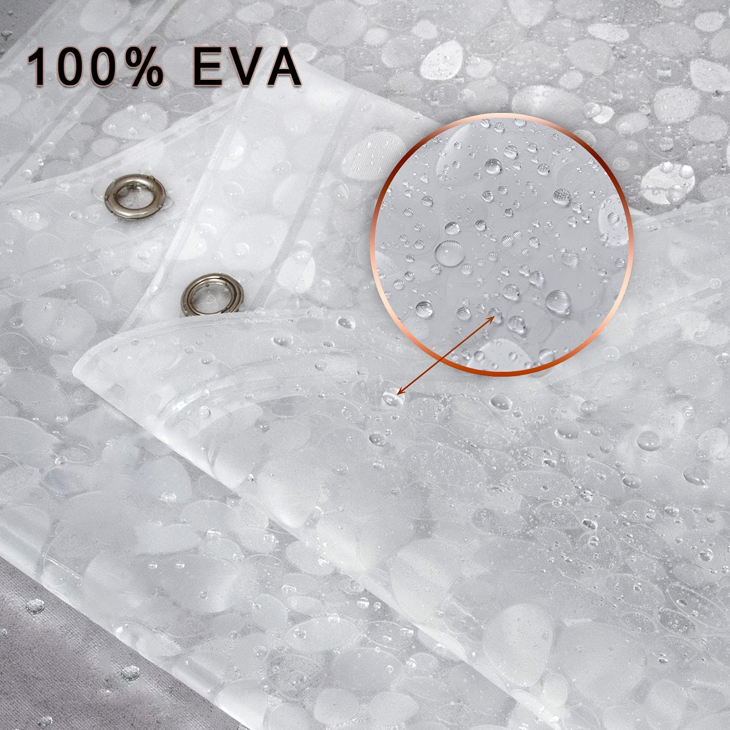Bostofy Waterproof Shower Curtain Liner 8G EVA Thick Shower Curtain with Heavy Duty 3 Bottom Magnets, Shower Liner for Shower Stall, Bathtubs, 3D Pebble Pattern, 72 x 72,12 Hooks - Image 2
