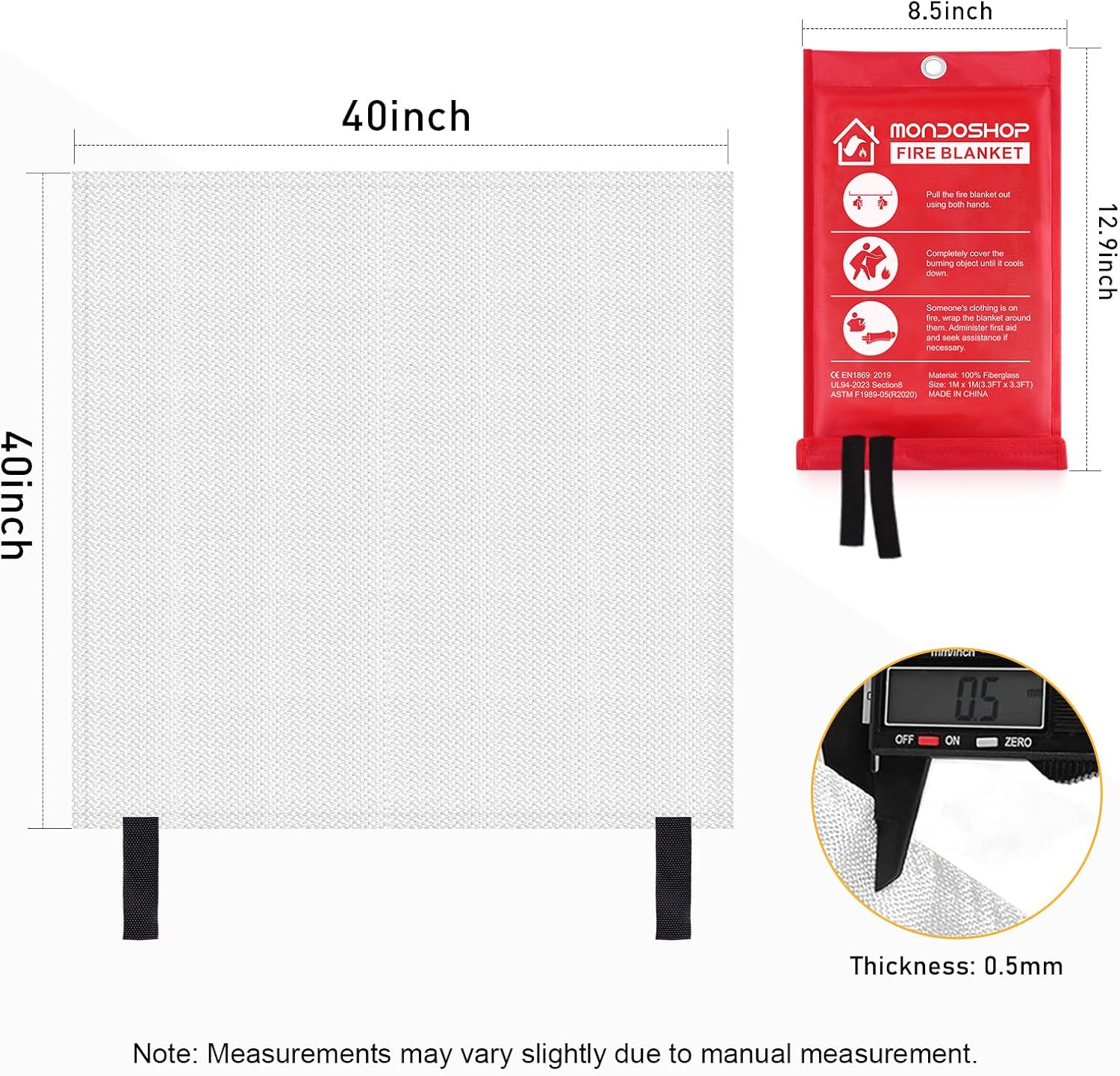 Mondoshop Fire Blankets Emergency for Kitchen Home - Emergency Fire Retardant Blanket for Home Fireproof Blanket for Camping, Grill, Car, Office, Warehouse, School, Picnic, Fireplace - Image 5