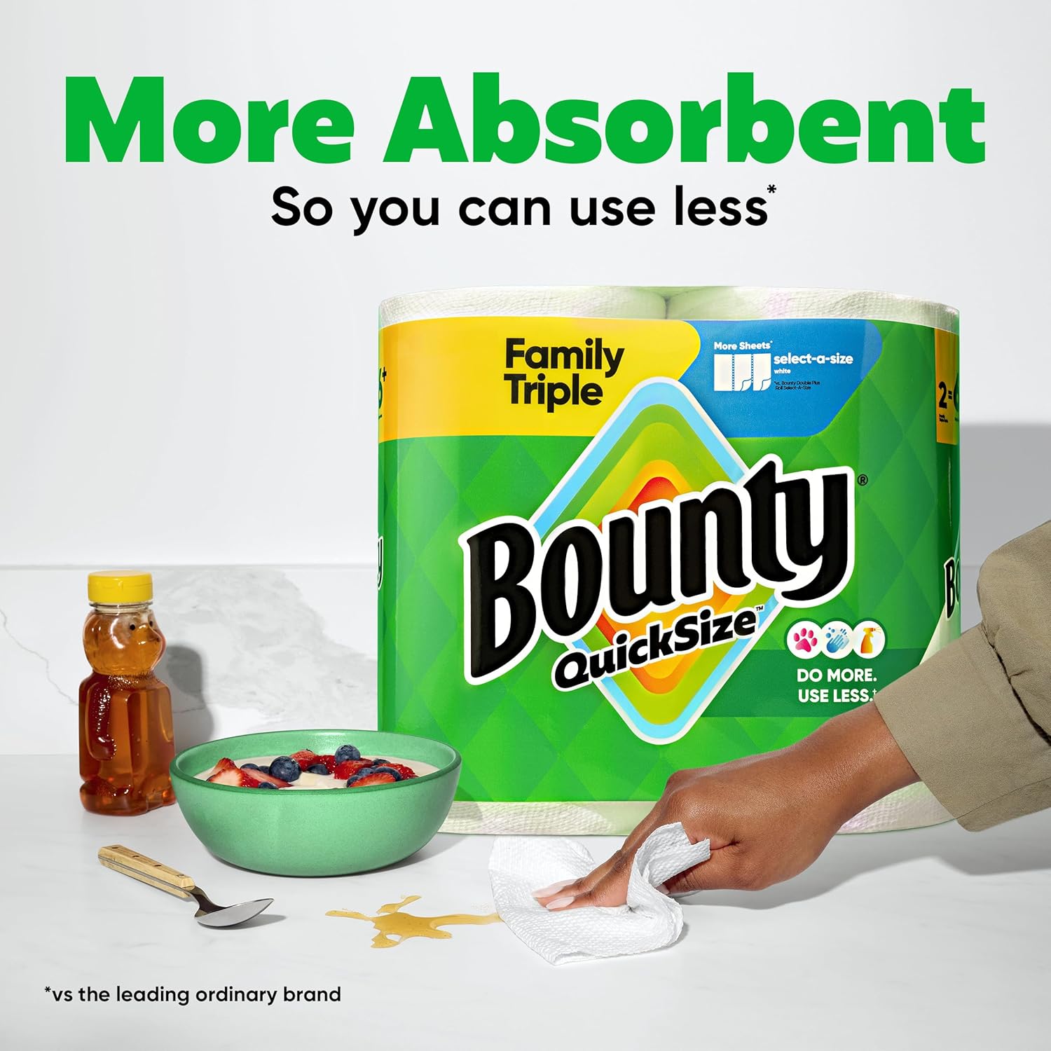 Bounty Quick-Size Paper Towels, White, 12 Family Triple = 40 Regular Rolls - Image 4