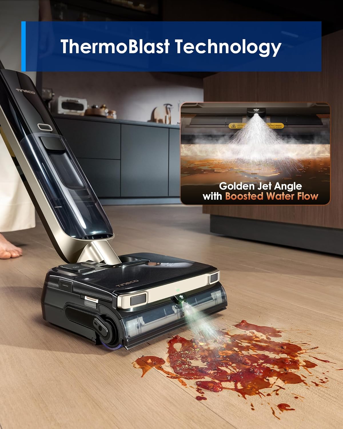 Tineco Floor ONE S9 Master Wet Dry Vacuum Cleaner, ThermoBlast Tech & Hot Water Vacuum Mop, 23kPa Suction, 65 Min Runtime, 185°F Flashdry, 3.9inch Ultra-Slim Stretch Mop - Image 2