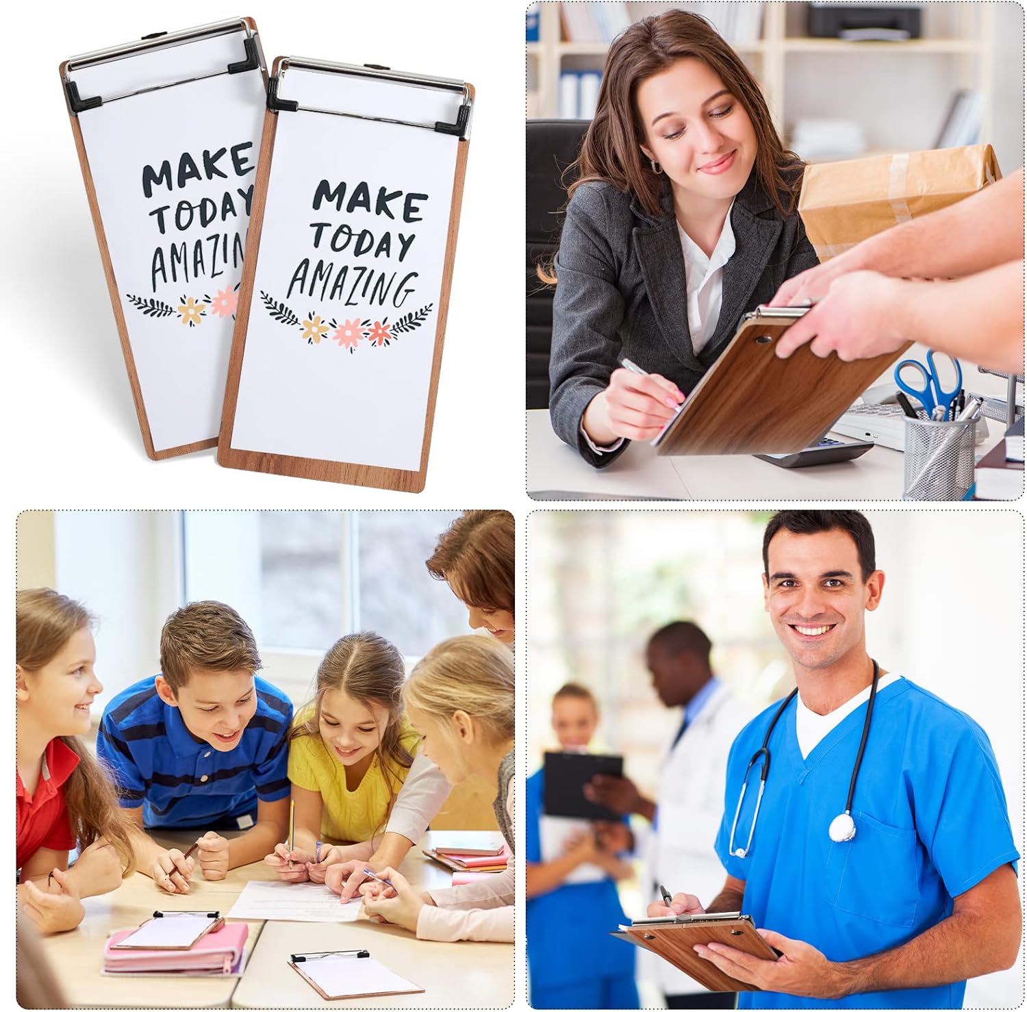 Epakh 30 Pcs Mini Clipboard Small Clipboards Wooden Half Page Clipboard Wood Check Presenters Kids Clipboards for Restaurant School Waitress Guest Server Books Menu Holder, 8 x 4 Inch - Image 6
