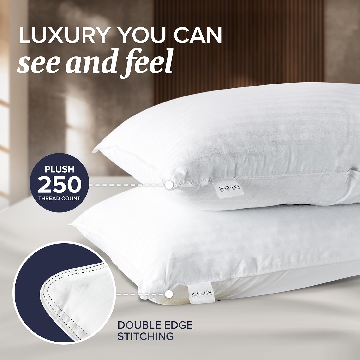 Beckham Hotel Collection Bed Pillows Standard/Queen Size Set of 2 - Original Soft Down Alternative Pillow for Sleeping - Soft Support for Back, Stomach or Side Sleepers - Image 3