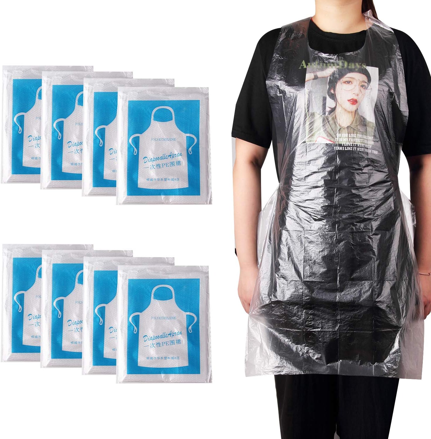 JIAKAI 23 x 37 inches Clear Polyethylene Waterproof Disposable Aprons For Cooking, Serving, Painting or Dish-Washing-100pcs - Image 5