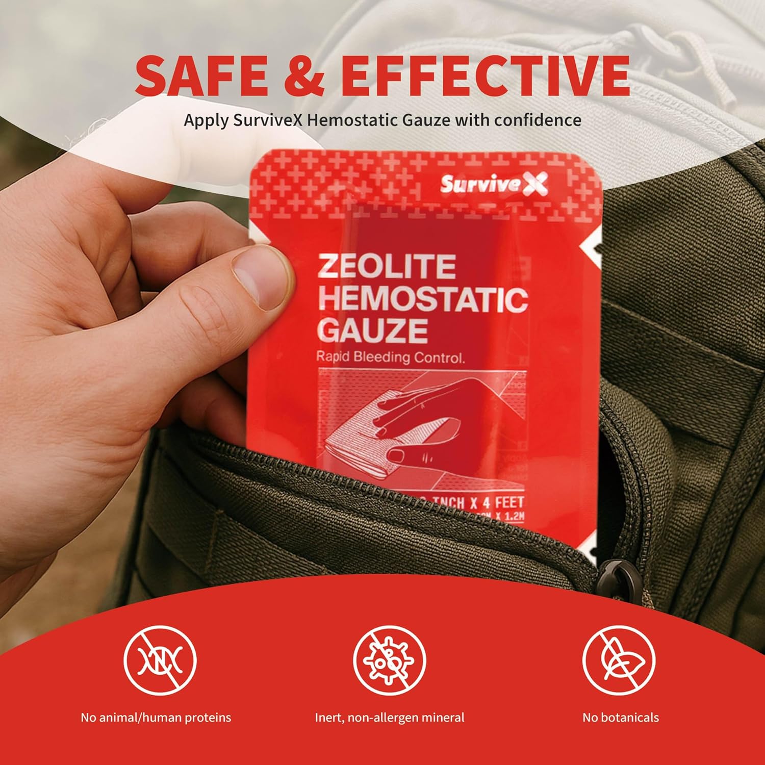 Hemostatic Gauze - Quick Blood Clotting Gauze for Wounds - Trauma Kit Hemostatic Dressing - 3 in x 4 FT - 2 PCS - Image 6