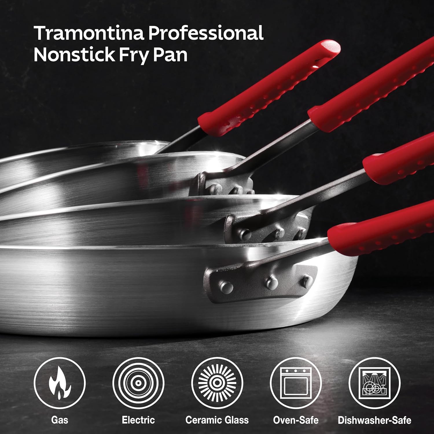 Tramontina Professional 10-Inch Non Stick Frying Pan, Heavy-Gauge Aluminum Skillet with Reinforced Nonstick Coating, Red Handle, Dishwasher and Oven Safe - Image 6