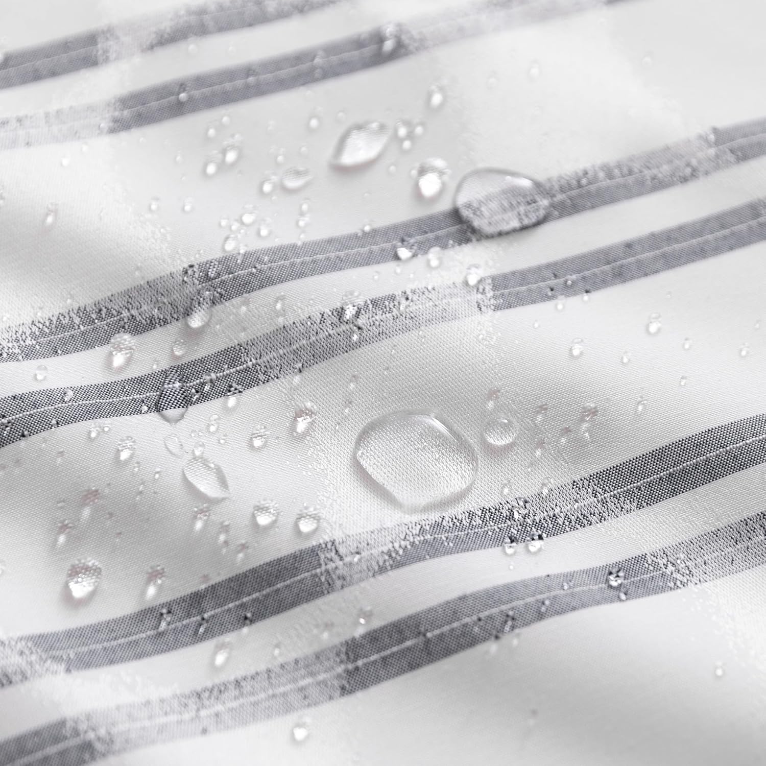Amazon Basics Geometric Jacquard Fabric Shower Curtain for Bathroom, Lightweight, Waterproof and Washable, 72" W x 72" L, Grey Striped - Image 3