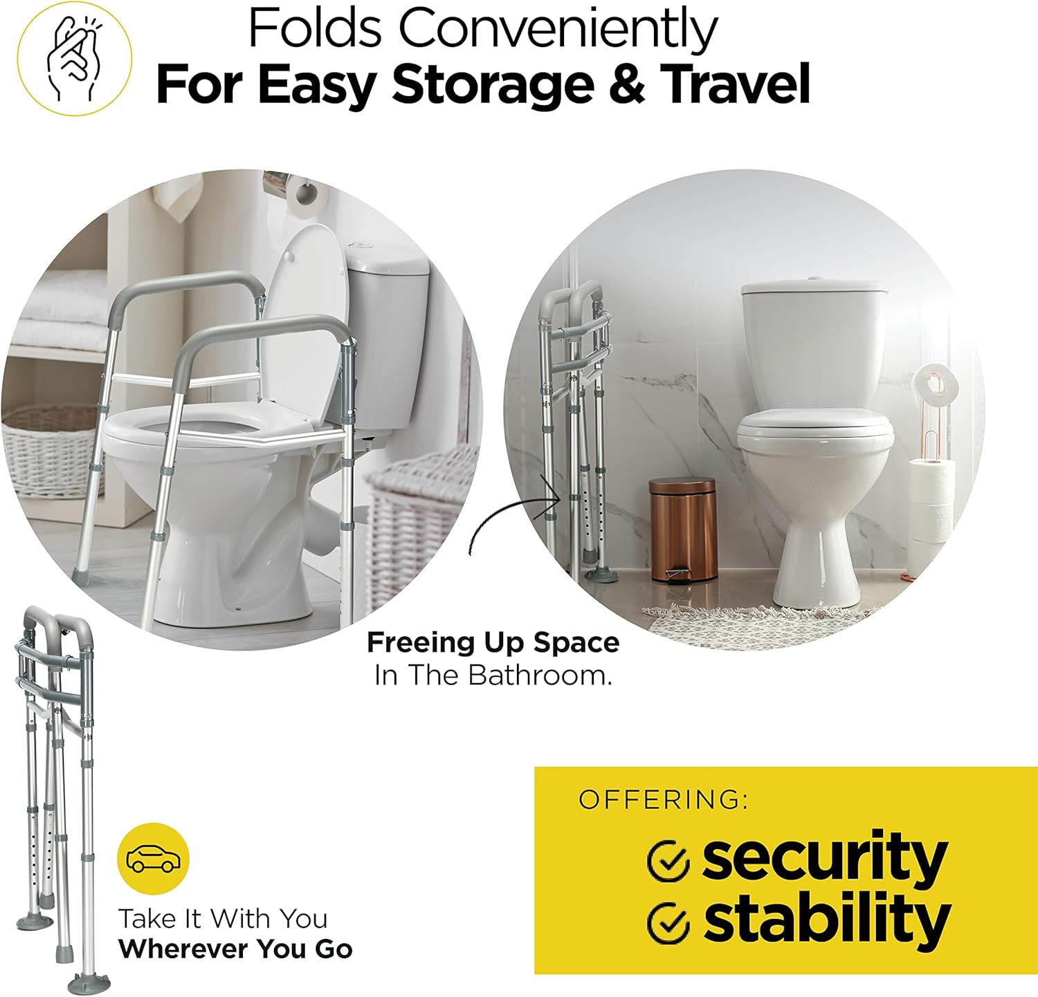 Medical king Toilet Safety Rail - Adjustable Detachable Toilet Safety Frame with Handles Heavy-Duty Toilet Safety Rails Stand Alone - Toilet Safety Rails for Elderly, Handicapped - Fits Most Toilets - Image 6