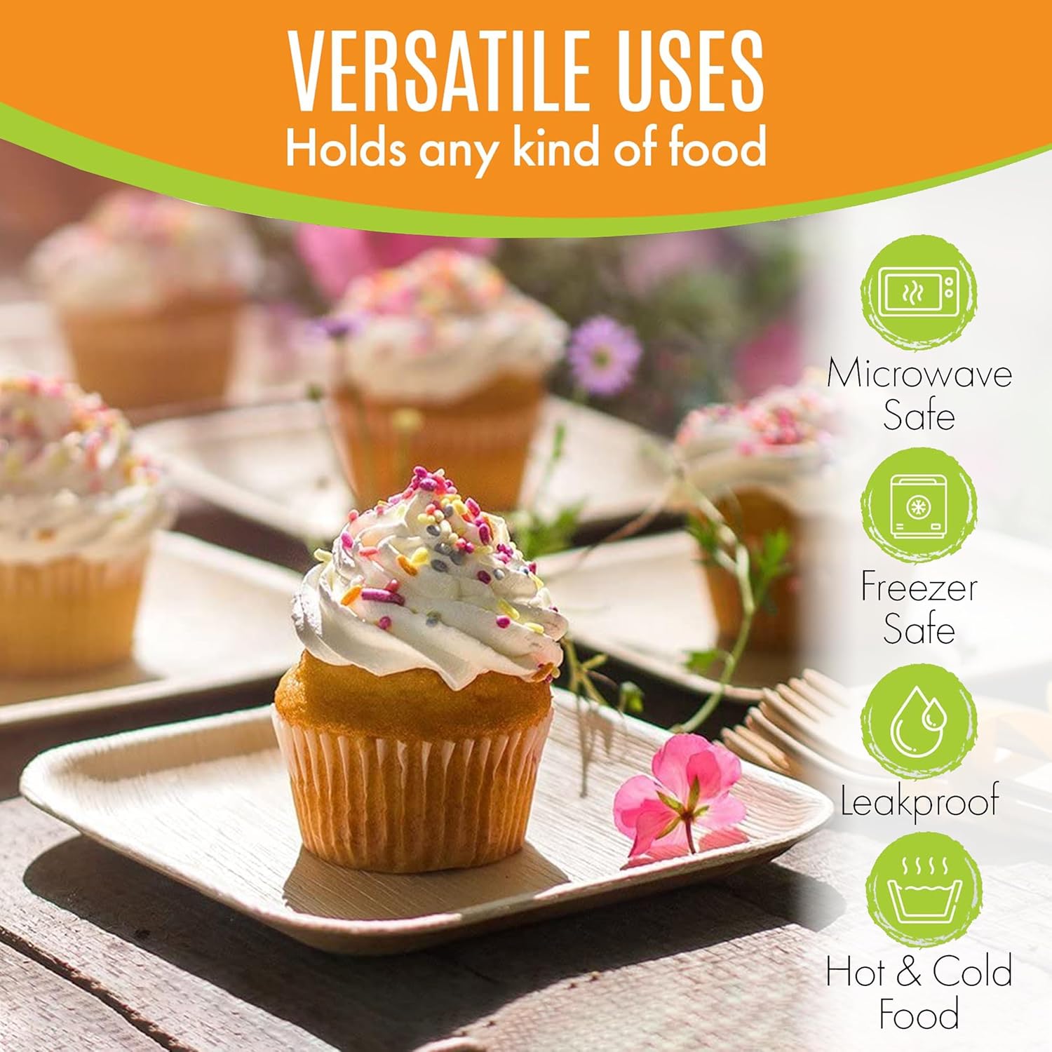 Raj Eco Compostable Palm Leaf Plates Like Bamboo Plates Disposable - 6 Inch Square 50 Party Plate, Natural Wooden, Eco-Friendly, Fancy Biodegradable & Disposable Dessert Appetizer Plate - Image 4