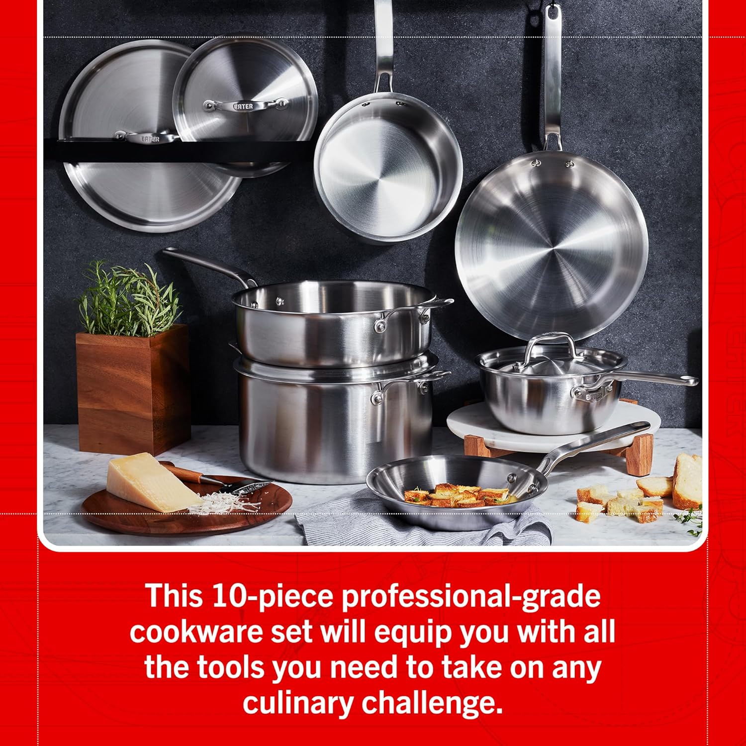 Heritage Steel Eater Series 10 Piece Cookware Set | Made in USA | 5 Ply Fully Clad Stainless Steel Cookware Set | Stay Cool Handle | Induction Ready & Non-Toxic - Image 8