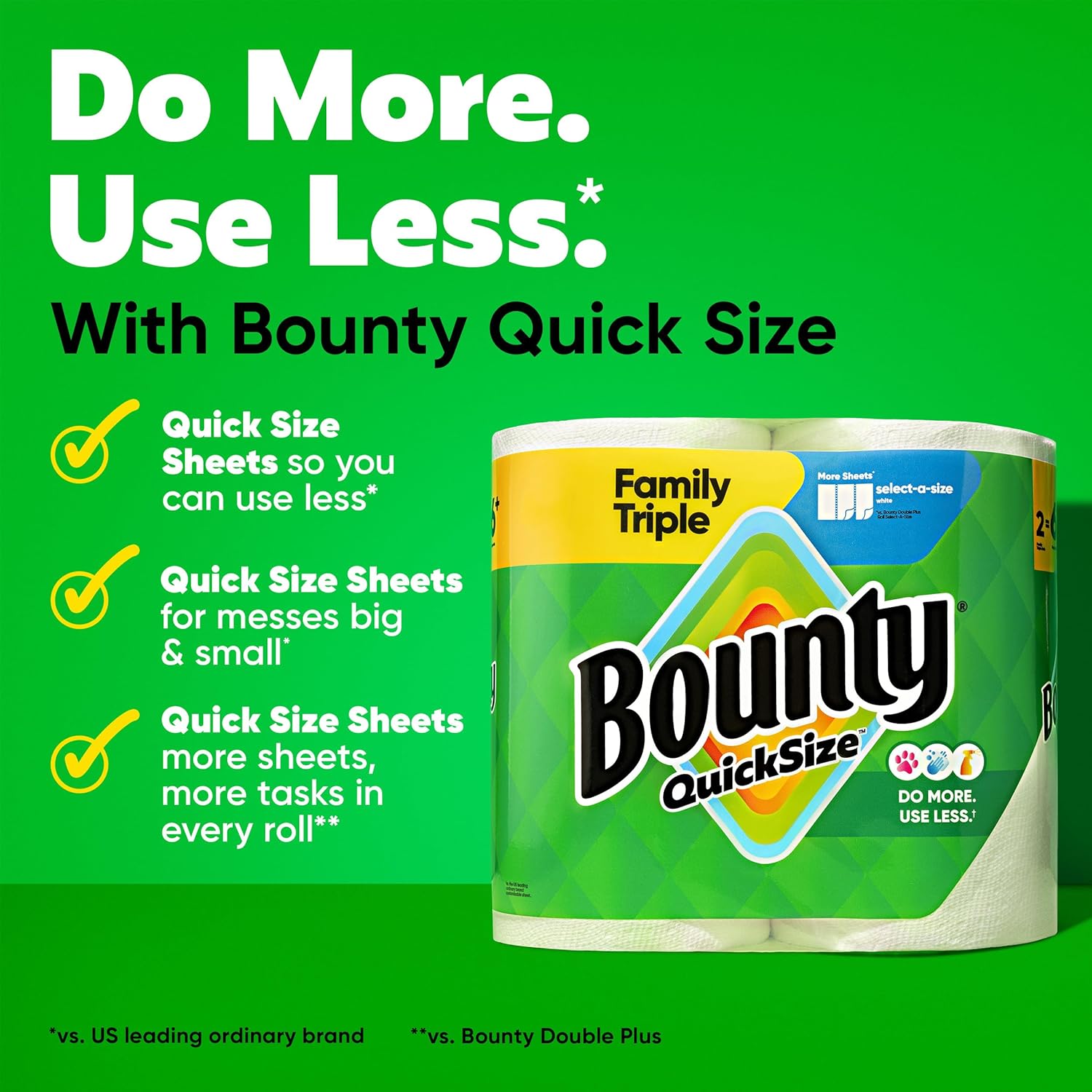 Bounty Quick-Size Paper Towels, White, 12 Family Triple = 40 Regular Rolls - Image 2