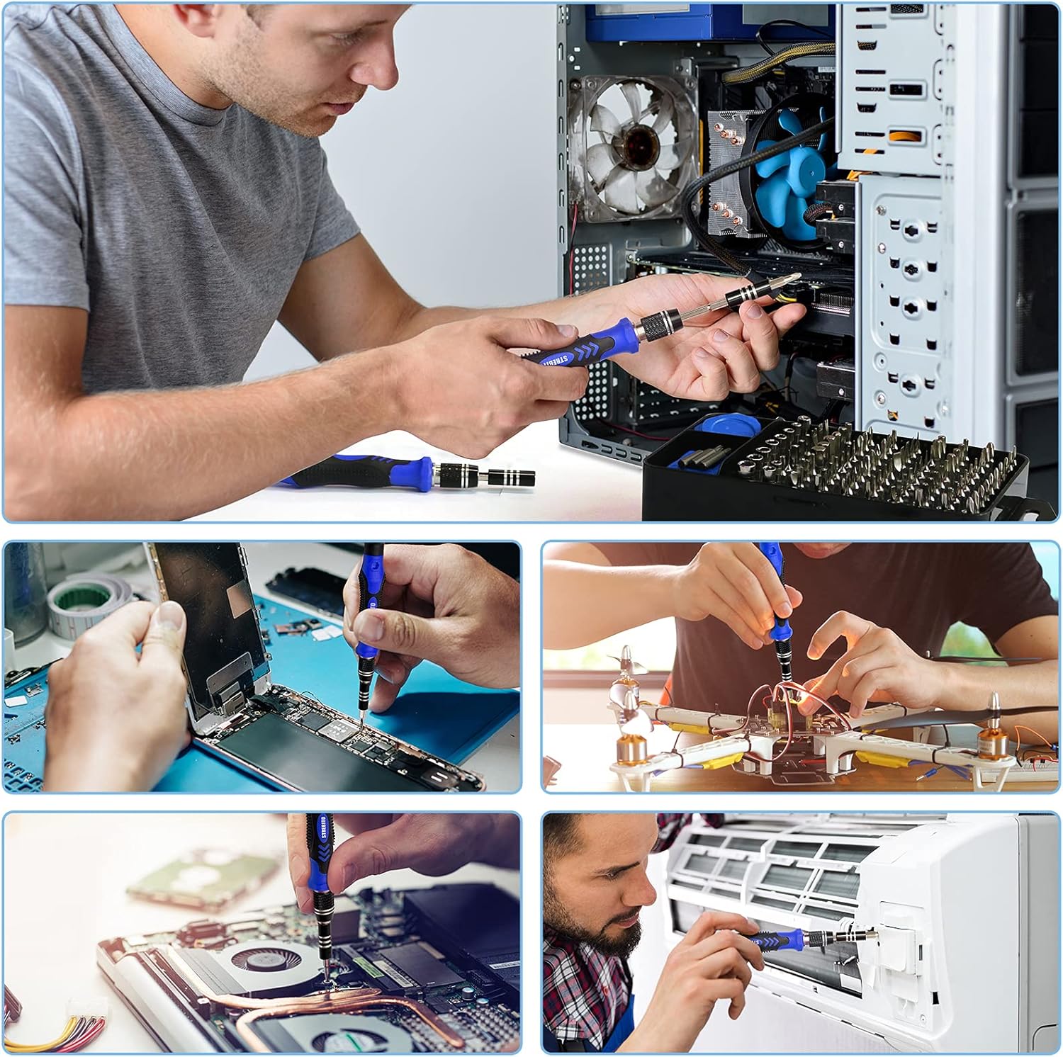 STREBITO Precision Magnetic Screwdriver Set 124-Piece Electronics Tool Kit with 101 Bits, for Computer, Laptop, Cell Phone, PC, MacBook, iPhone, PS4, PS5, Xbox Repair - Image 6