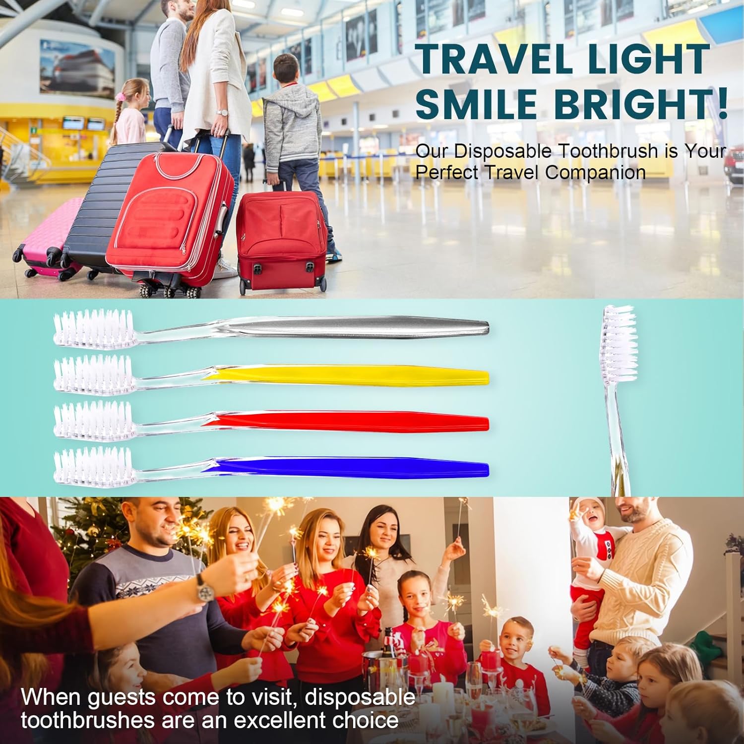 Navona 100 PCS Travel Toothbrush and Toothpaste Set, Travel Toothpaste, Bulk Toothpastes, Individually Wrapped Bulk Toothbrush, Ergonomics Handle,Medium Soft Bristle, Perfect for Hotel - Image 6