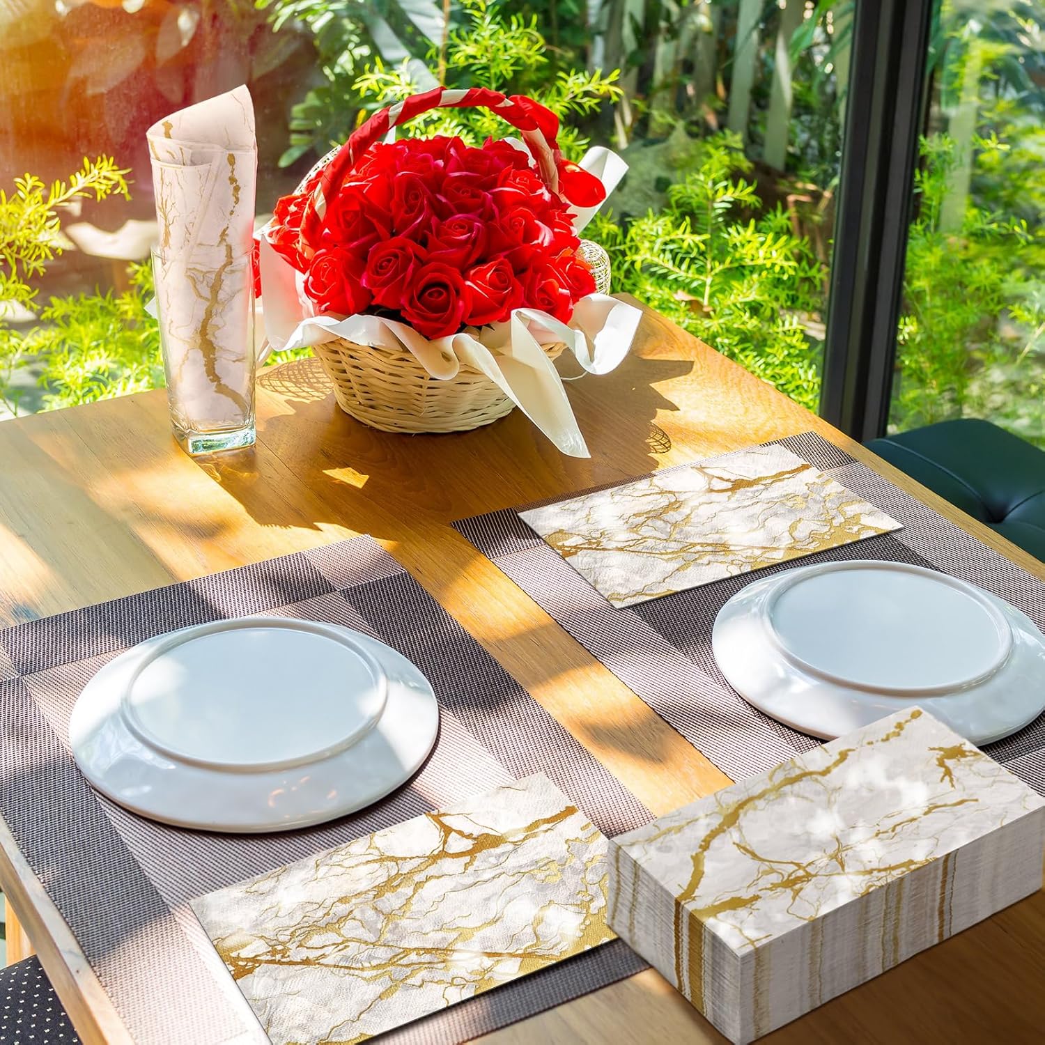 Geyoga 100 Pcs Marble Guest Napkins 2 Ply Disposable Guest Bathroom Paper Napkins Black Gold Marbleized Hand Towels for Home Bathroom Kitchen Table Decor (White Gold) - Image 7