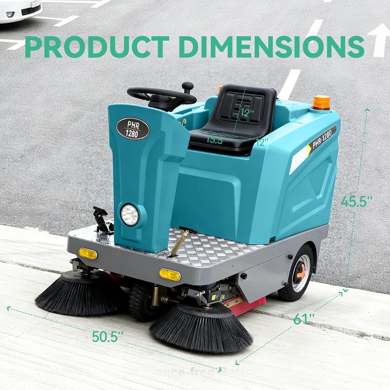 Ride-on Floor Sweeper Machine 92,600 Sq ft/h Efficiency 26.5 Gal Dustbin, 51" Brush Width Industrial Cleaning Machine,800W Brushless Motor, Blue - Image 6