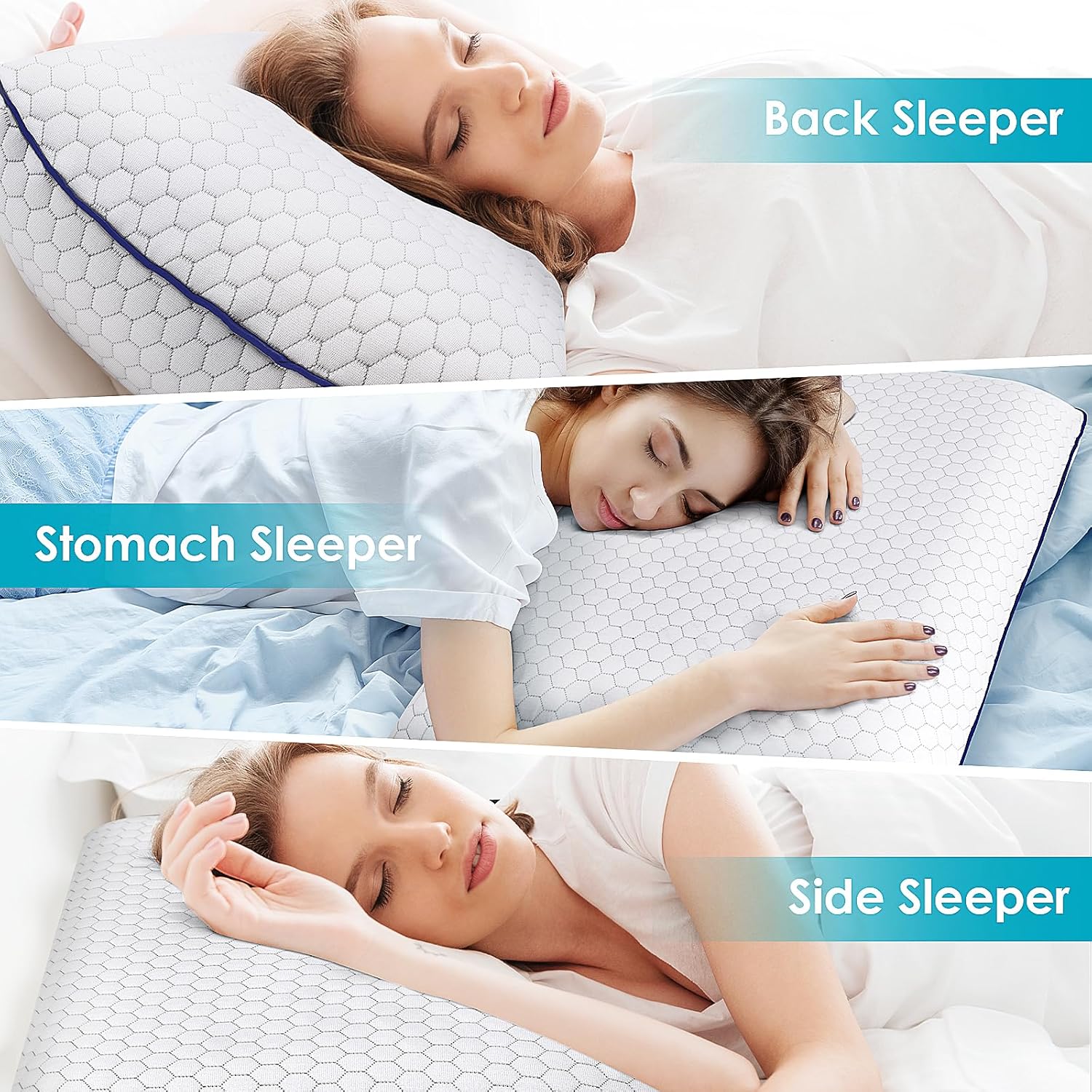 Memory Foam Pillows for Side, Back and Stomach Sleepers, Bed Pillow with Washable Cover and Breathable Mesh, Bed Pillow for Sleeping Standard Size (Grey) - Image 6
