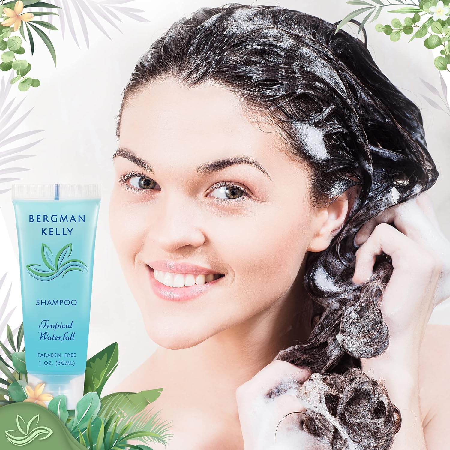 BERGMAN KELLY - Hotel Toiletries Bundle - Tropical Waterfall, 1 oz ea, 125 Pieces - 5-Piece Set: 25 ea Rectangular Bar Soap, Shampoo, Conditioner, Body Lotion & Body Wash - Bulk Mini Guest Amenities - Image 5