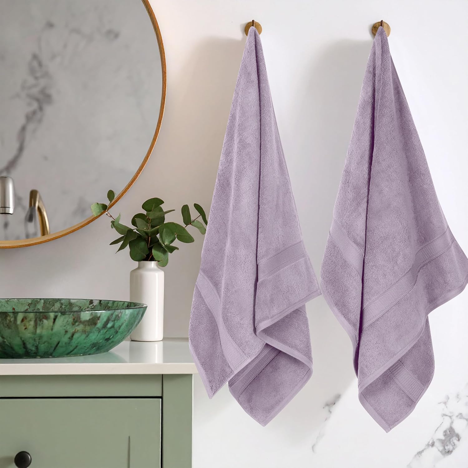 Superior Egyptian Cotton Pile Bath Towel Set of 2, Ultra Soft Luxury Towels, Thick Plush Essentials, Absorbent Heavyweight, Guest Bath, Hotel, Spa, Home Bathroom, Shower Basics, Purple - Image 2